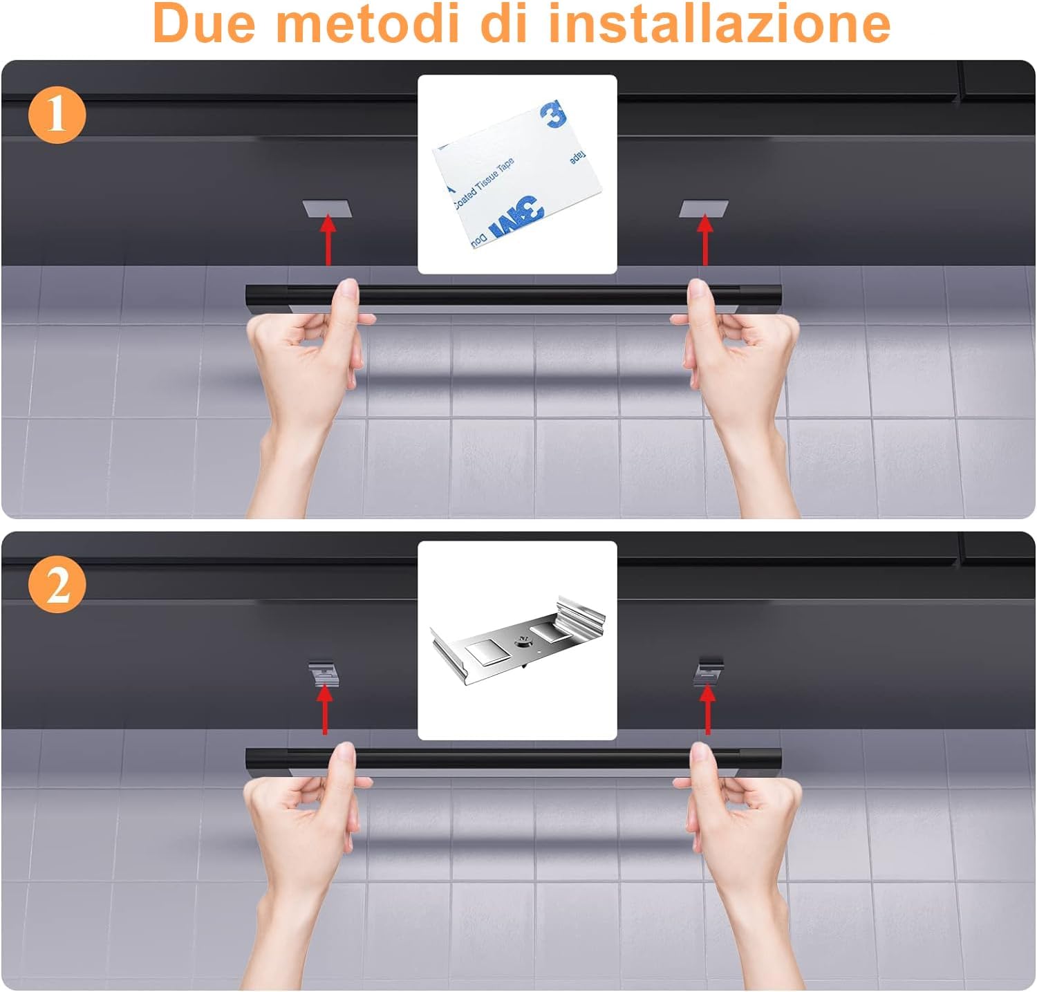 WOBANE Luce Led Sottopensile Cucina, 3 * 30cm Lampada per Cucina Dimmerabile con Sensore, Strisce Led Cucina Sottopensile con Presa per Sotto Mensola,Scaffali,Armadio, Bianco Caldo 2700K, Nero - immagine 5