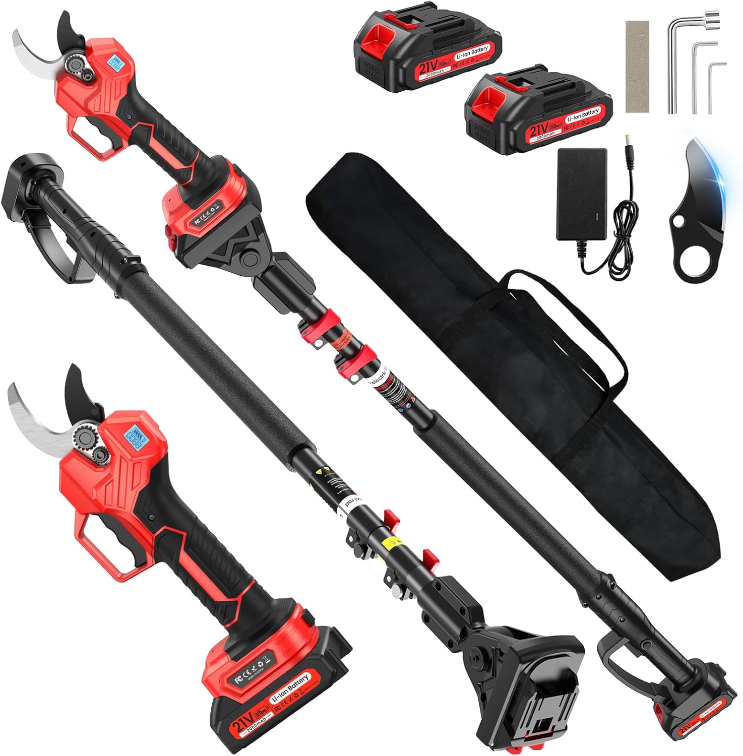 Forbici Potatura a Batteria con Asta 2.5M, 50MM - immagine 1