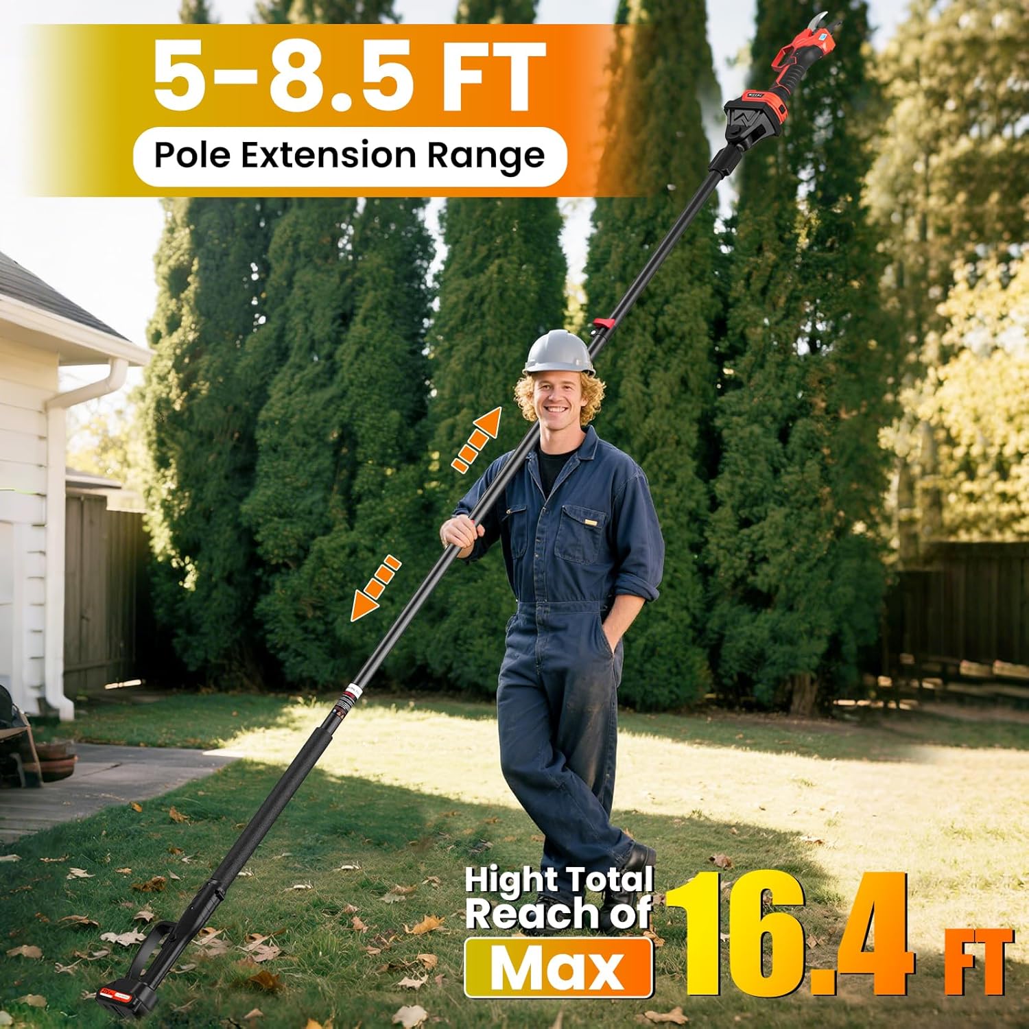 Forbici Potatura a Batteria con Asta 2.5M, 50MM - immagine 3