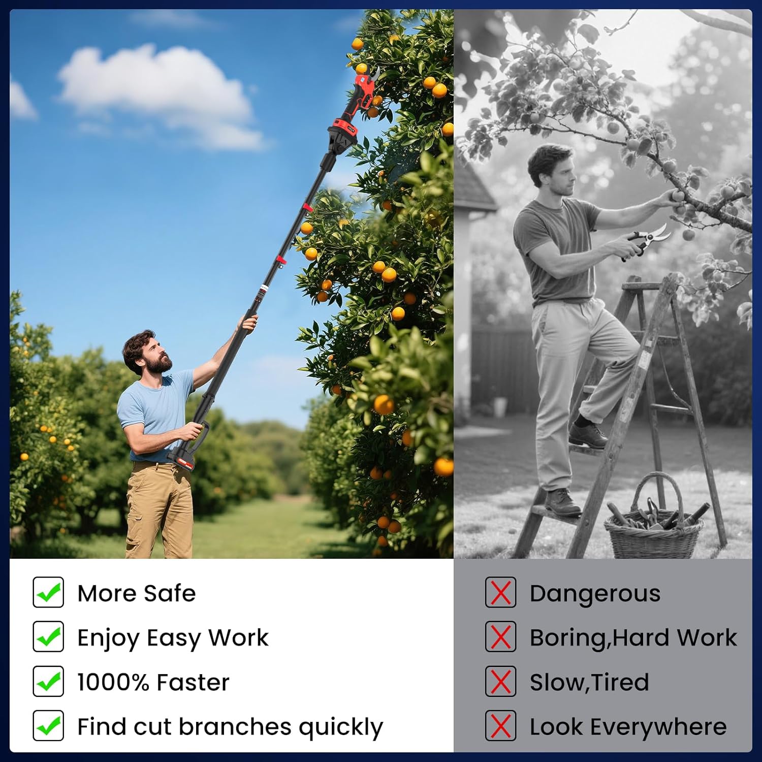 Forbici Potatura a Batteria con Asta 2.5M, 50MM - immagine 7