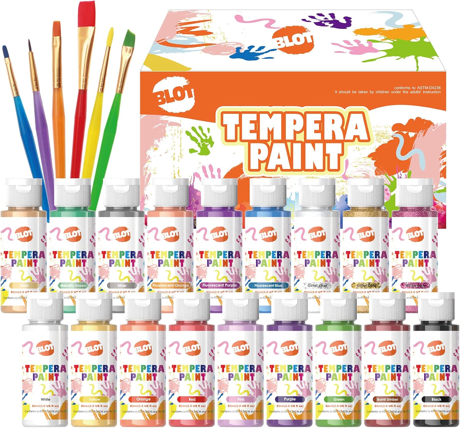 Blot Tempera Pittura Bambini 18 Colori Lavabili - immagine 1