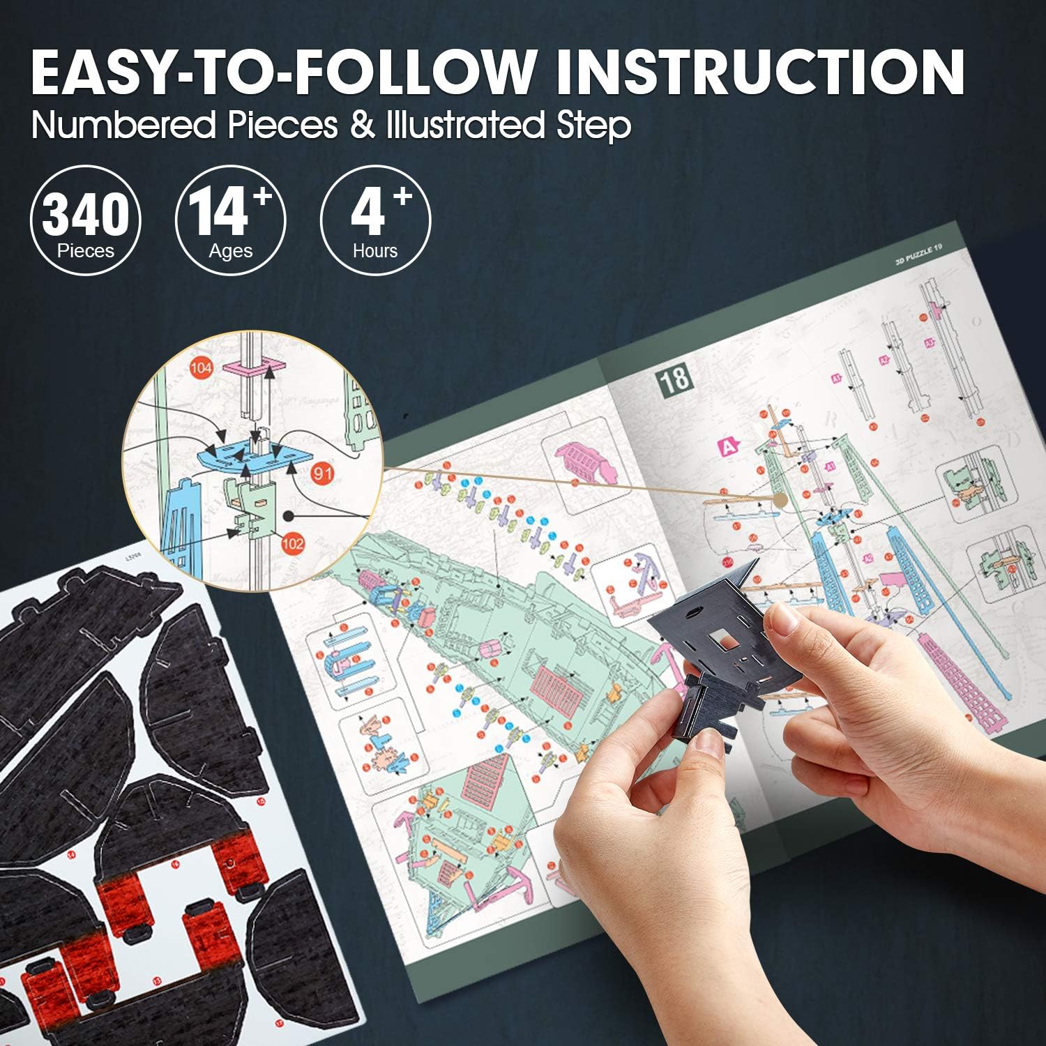 Cubicfun Puzzle 3D LED Black Pearl - 340 pezzi - immagine 6