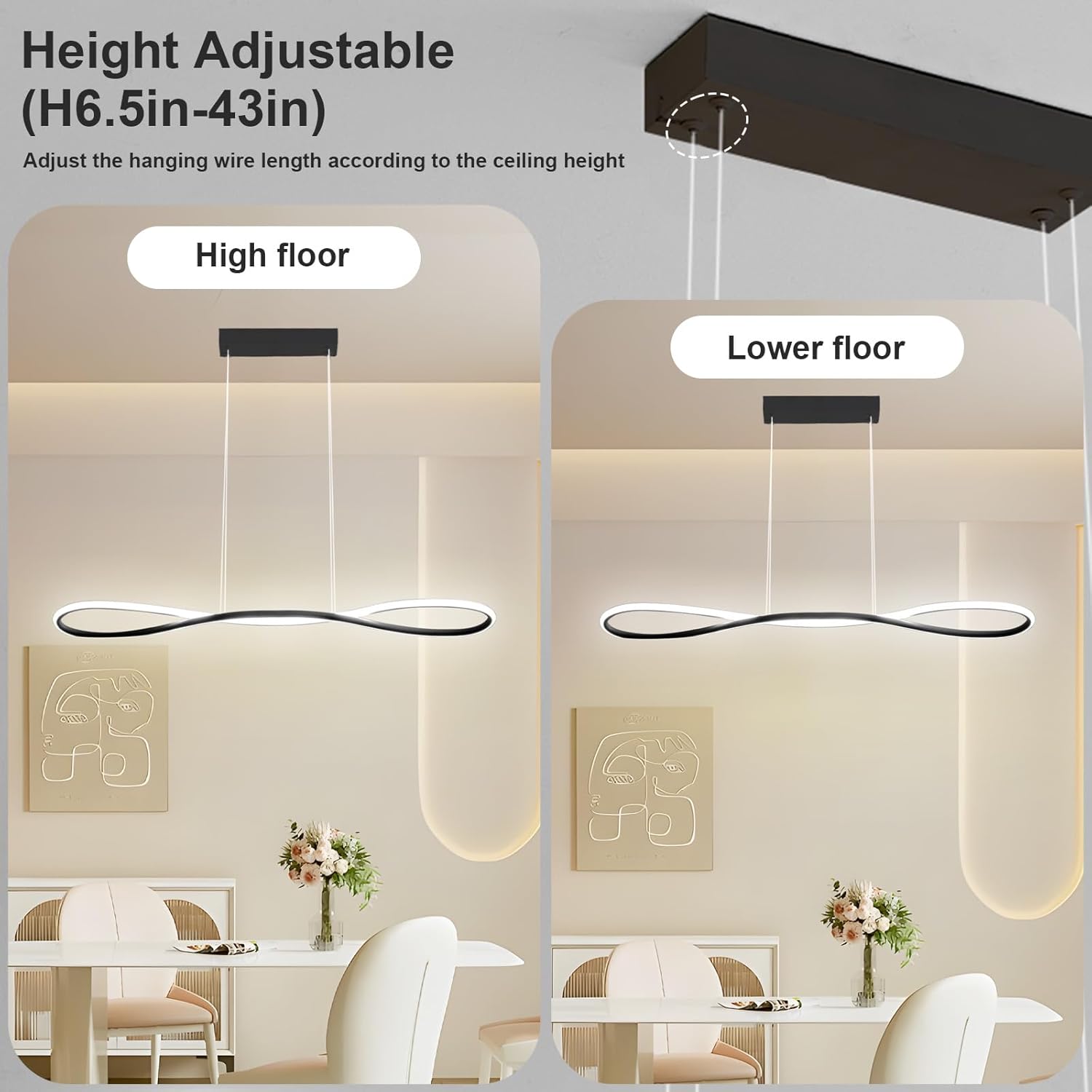 Lampadario LED Sospensione 90CM Dimmerabile 32W - immagine 3