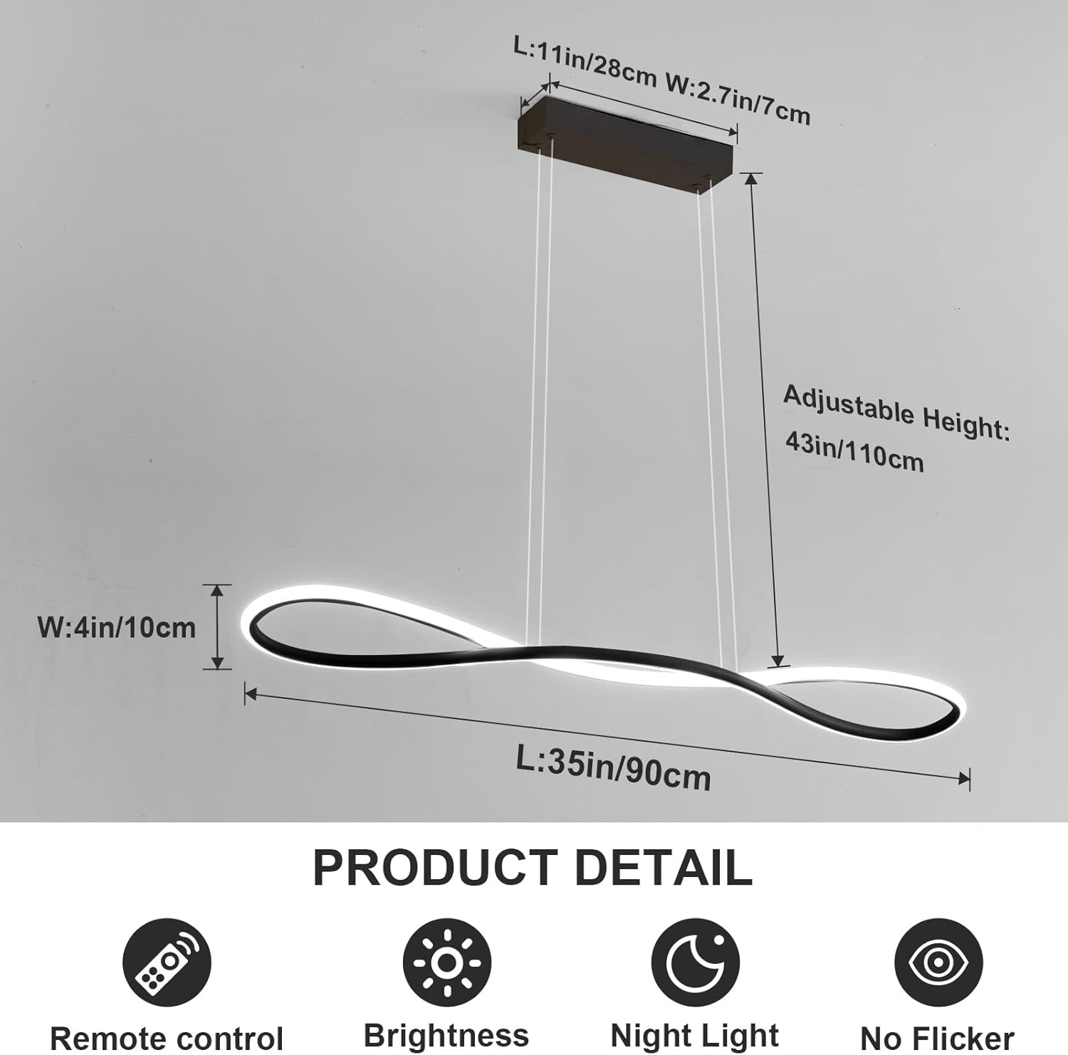Lampadario LED Sospensione 90CM Dimmerabile 32W - immagine 5