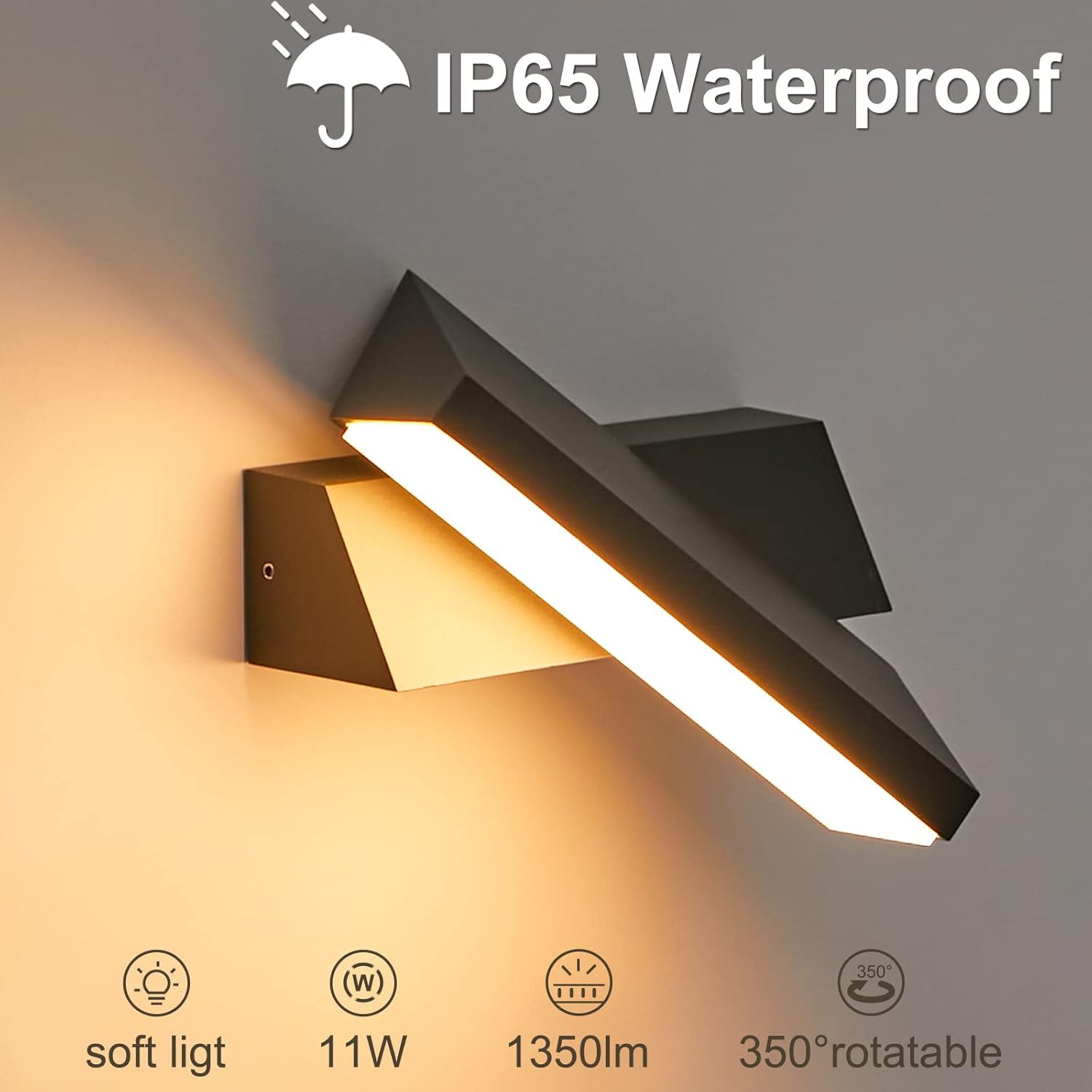 Celavy Applique da Esterno Parete LED 11W, Nera - immagine 3