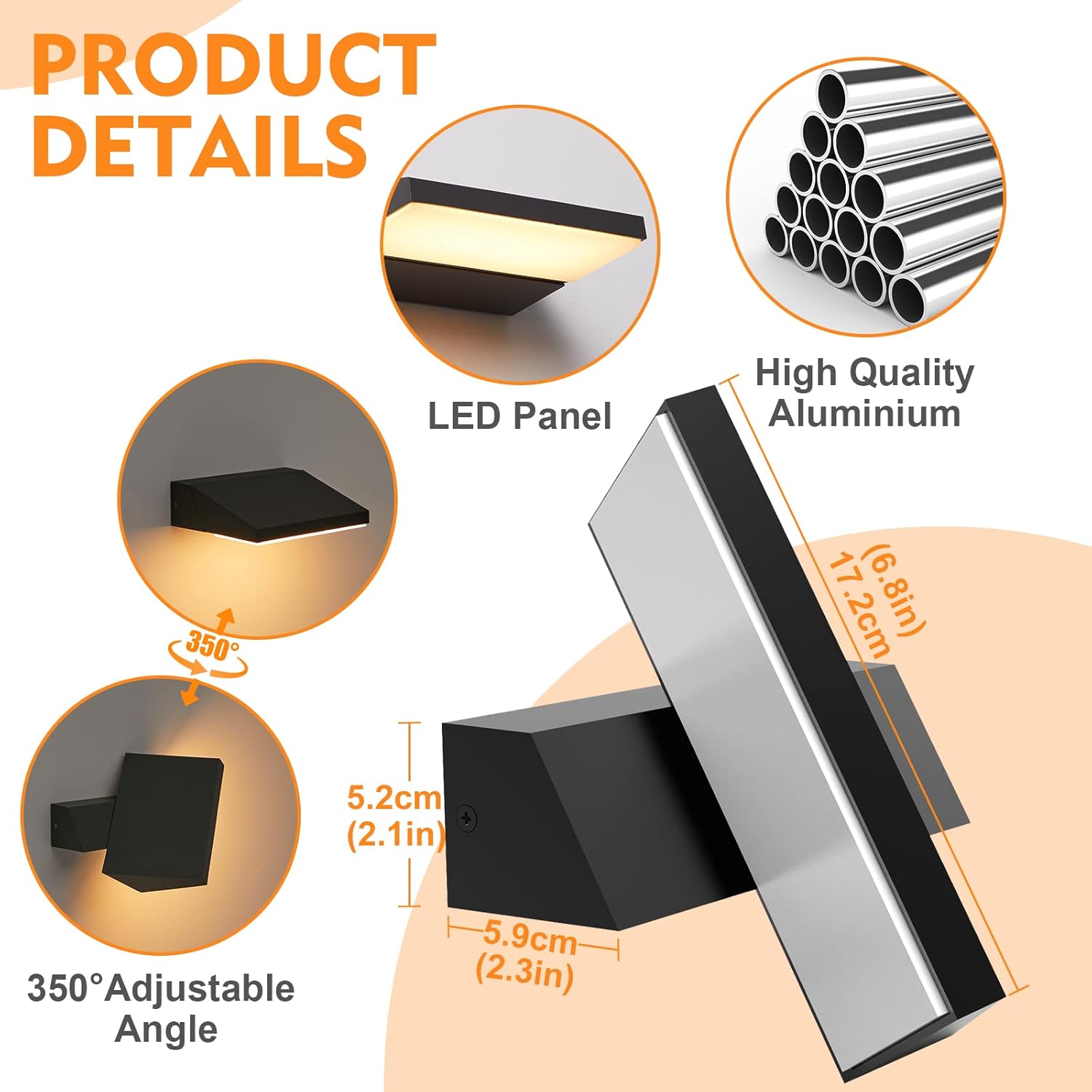 Celavy Applique da Esterno Parete LED 11W, Nera - immagine 5