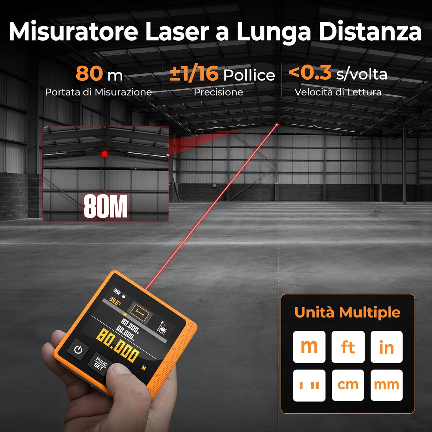 Cigman Telemetro Laser Digitale 3 in 1 80M (CD80) - immagine 3