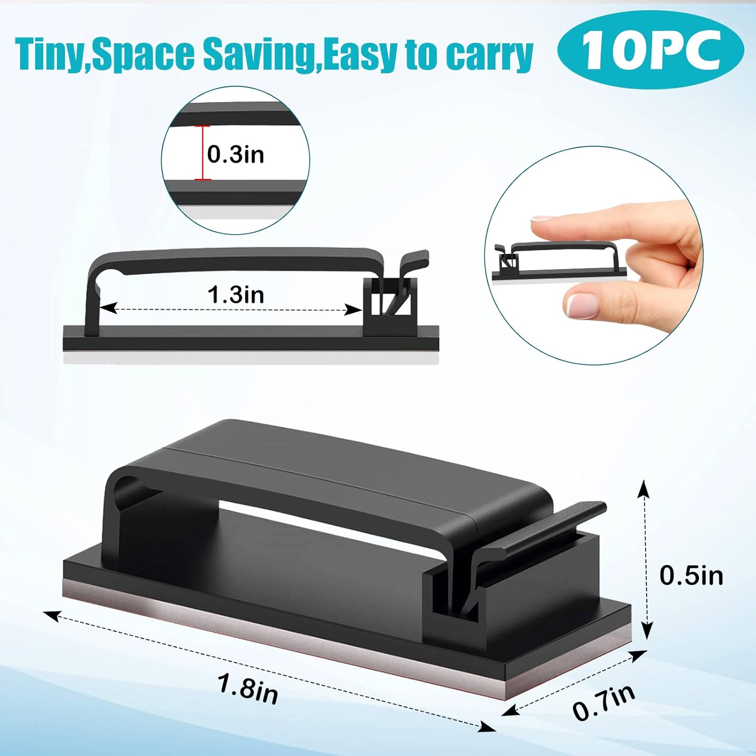 Vinabo 10 Pezzi Organizer Autoadesivo Clip Cavo, Nero - immagine 3