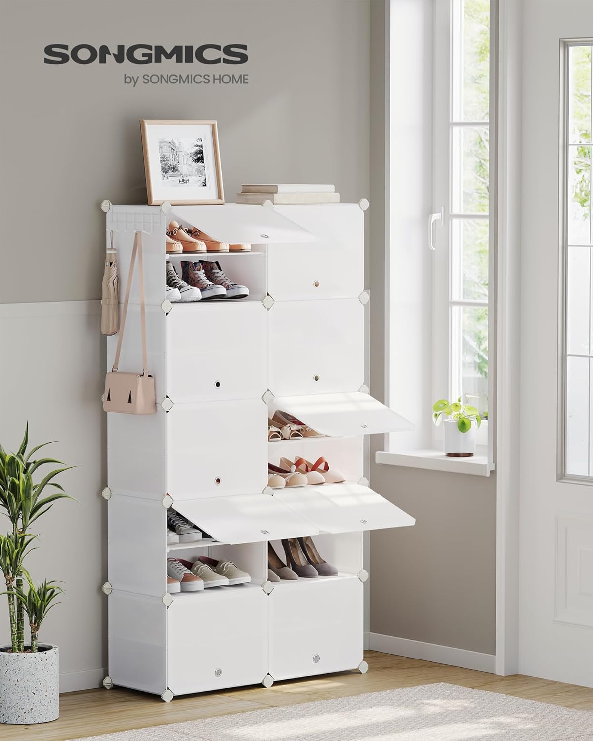 Songmics Scarpiera Modulare 10 Scomparti, Bianco Nuvola - immagine 4