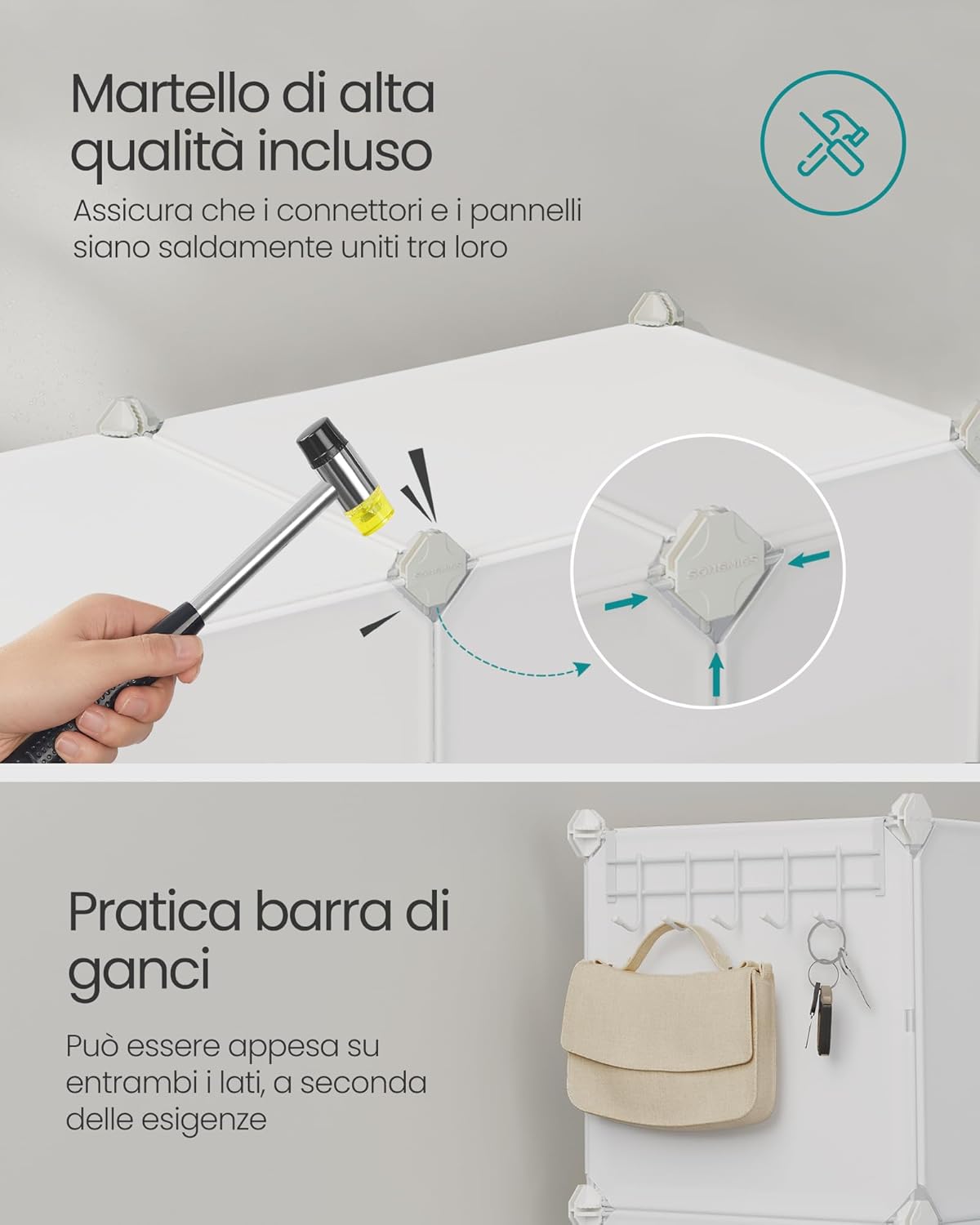Songmics Scarpiera Modulare 10 Scomparti, Bianco Nuvola - immagine 7