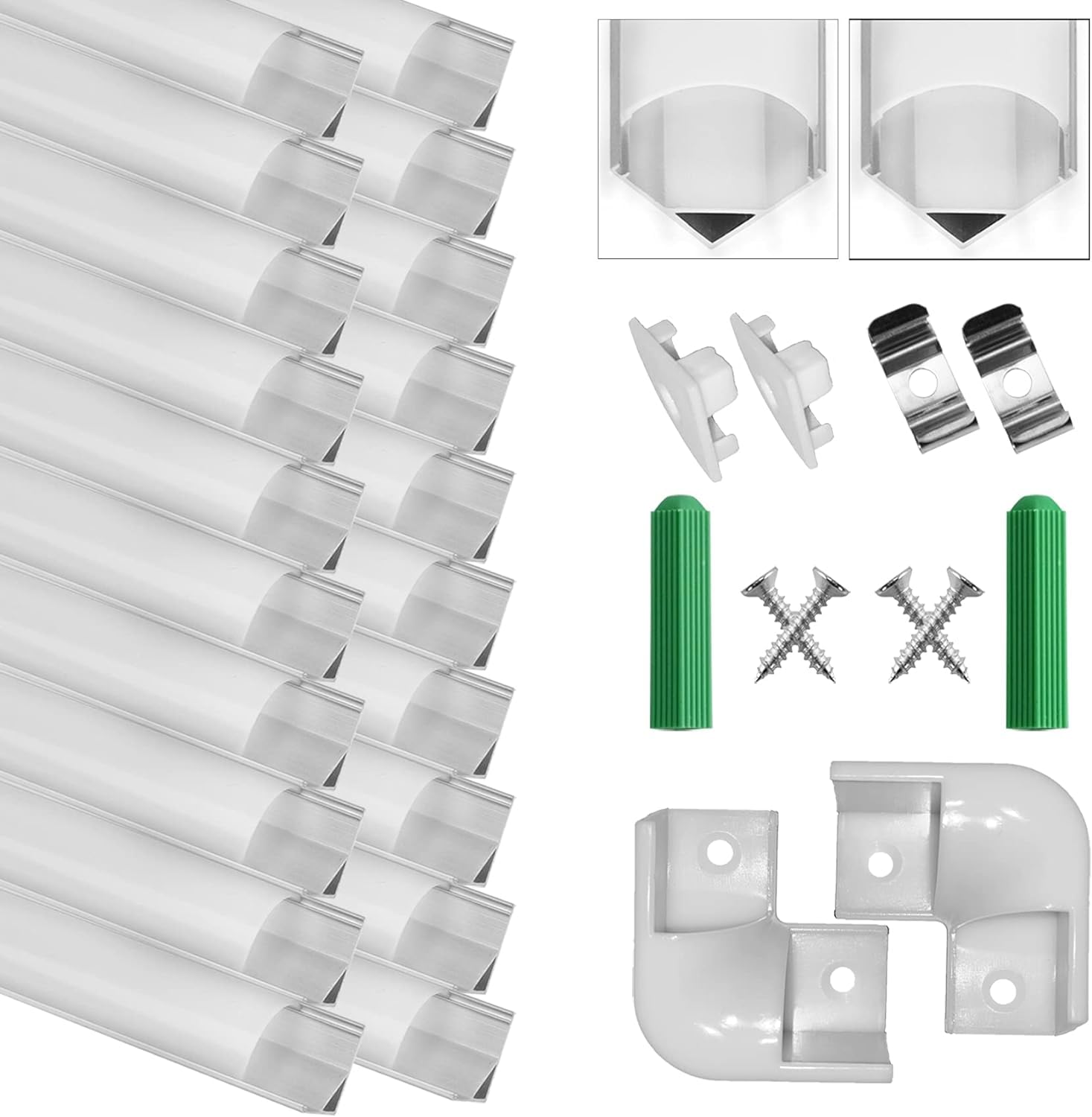 Profilo Alluminio 1m a V per Strisce LED (20 pezzi)