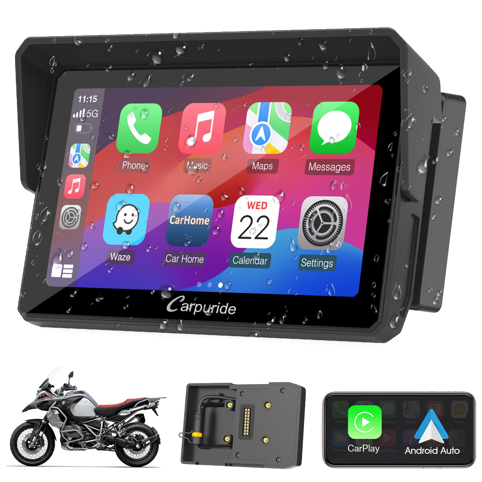 Carpuride W502B Schermo Carplay per BMW Moto