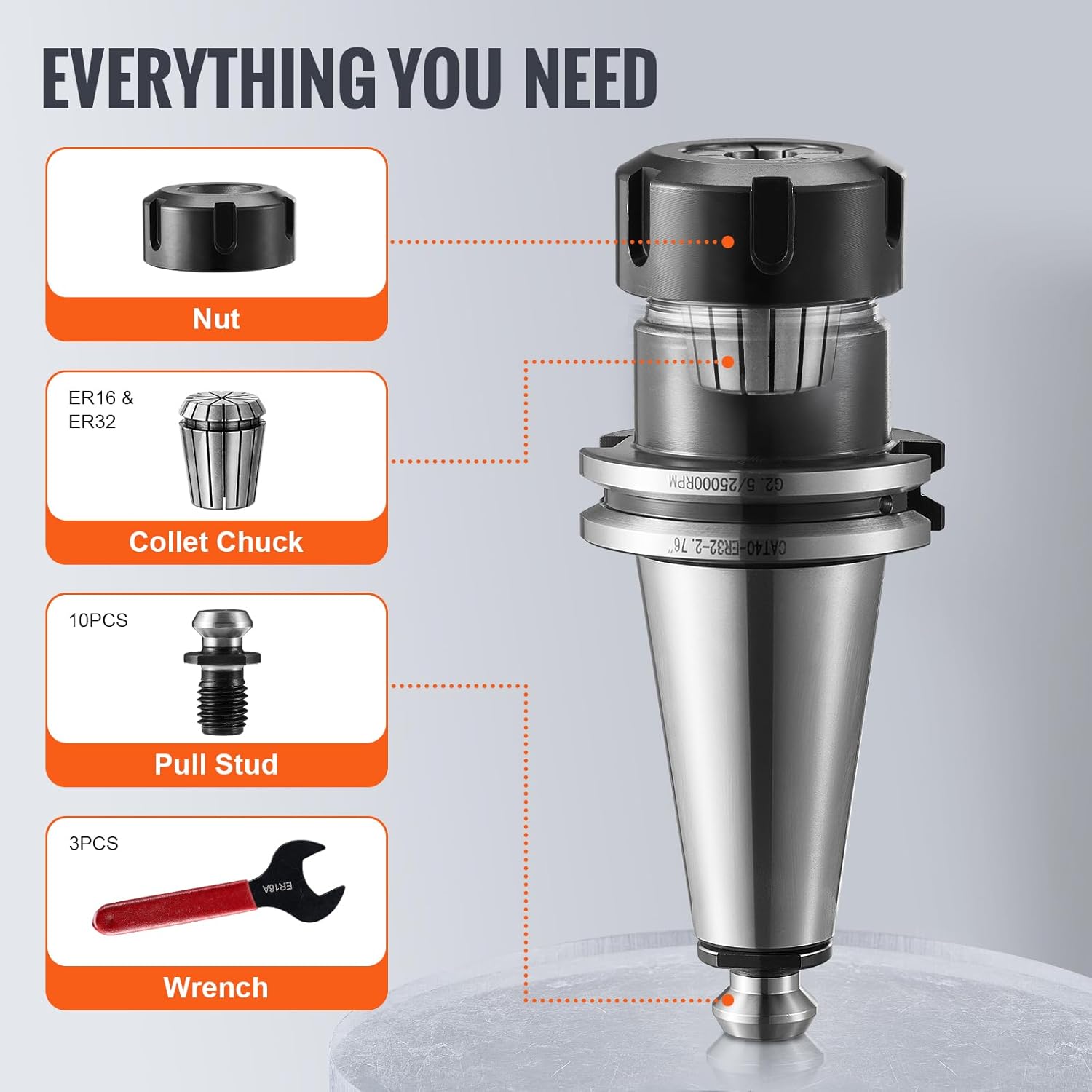 Vevor Portapinza CAT40 ER16/32 - Set 35 Pezzi - immagine 6