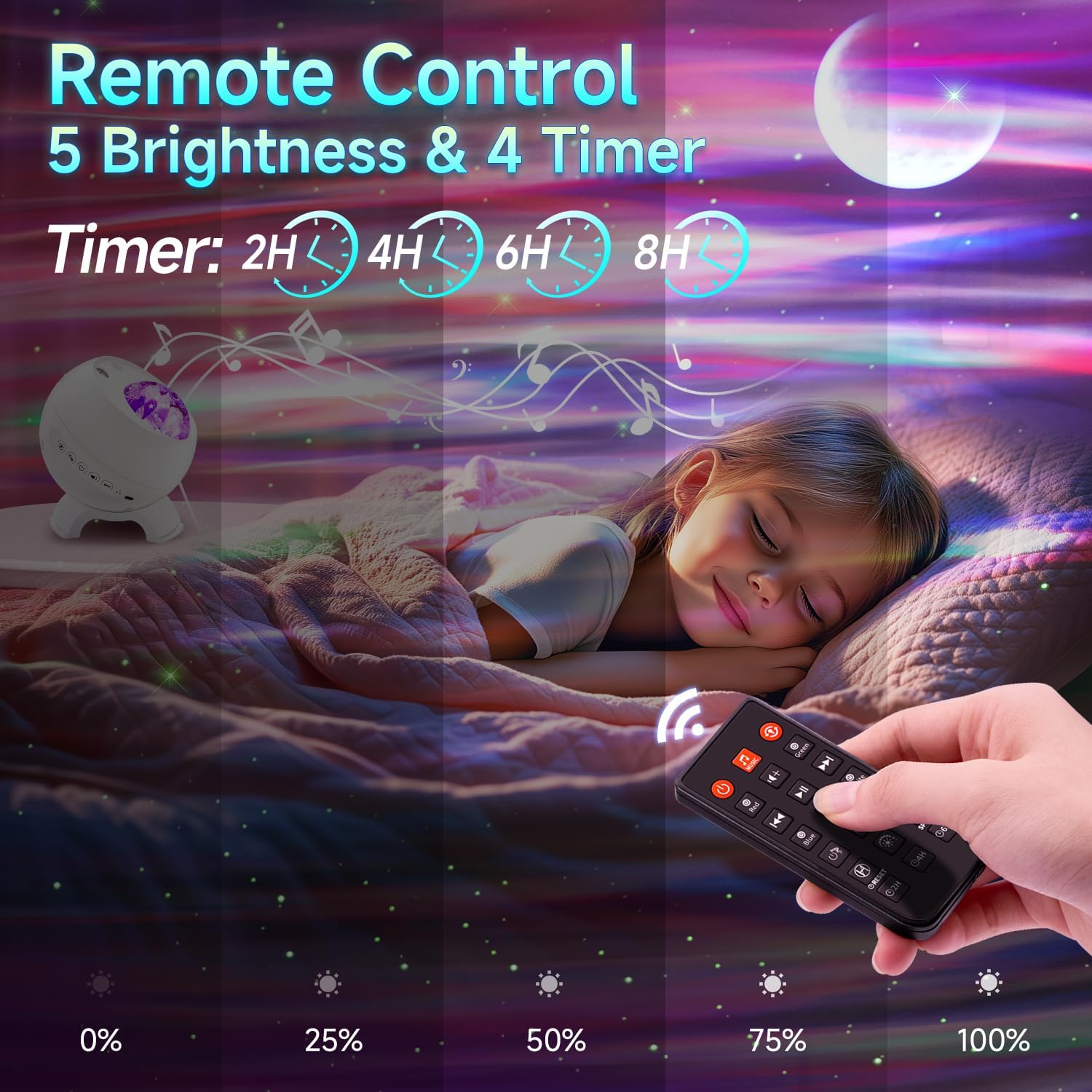 Proiettore Stelle Soffitto Aurora Boreale 180 Colori - immagine 6