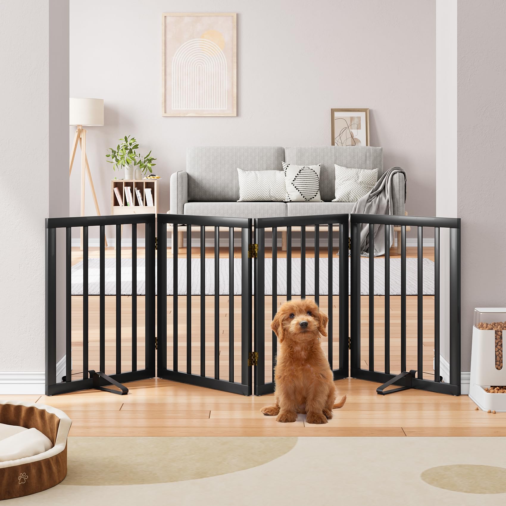 semiocthome Cancelletto per cani in bambù, 4 pannelli,