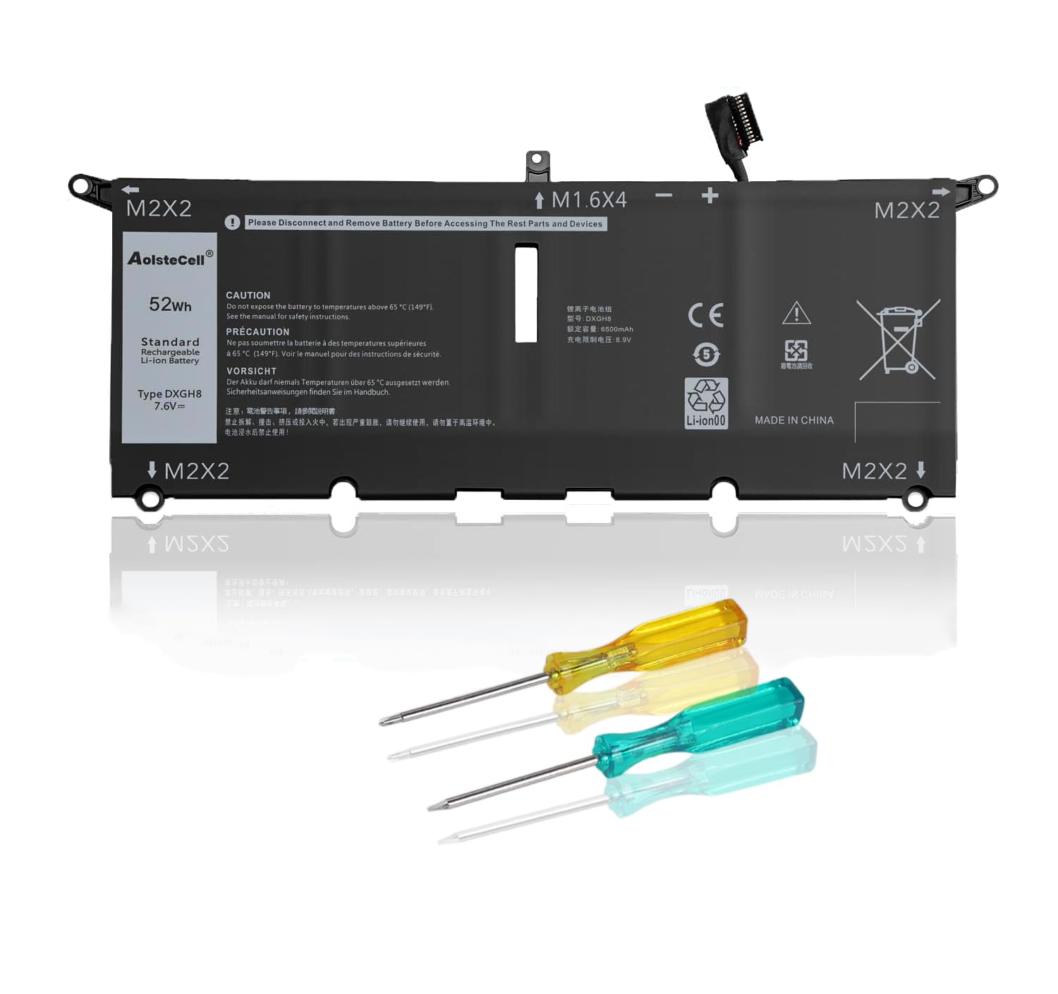 Bnd DXGH8 Batteria di Ricambio per XPS 13 9370 9380