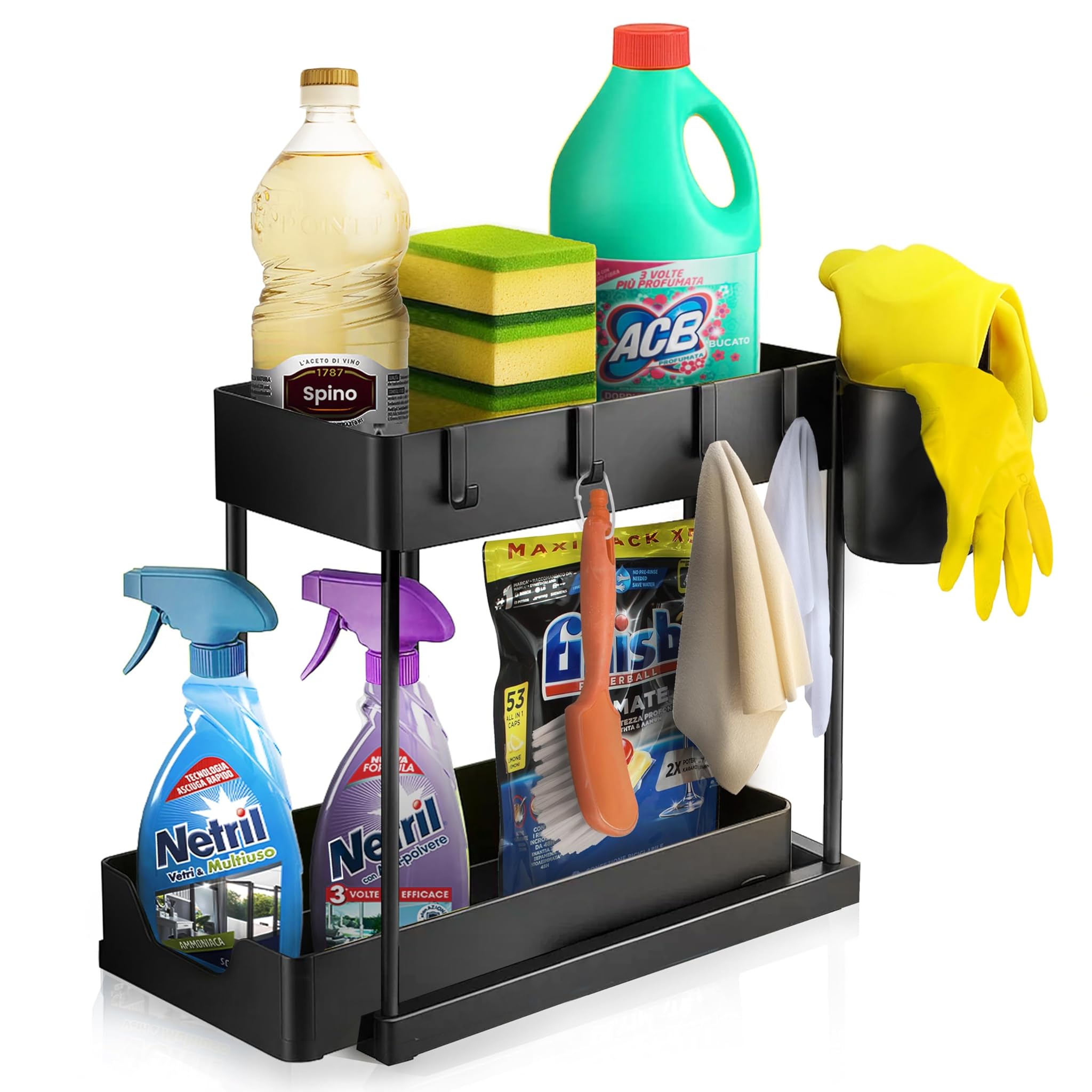 ECOPLUS Organizer Sottolavello Salvaspazio Nero 40x22x32cm