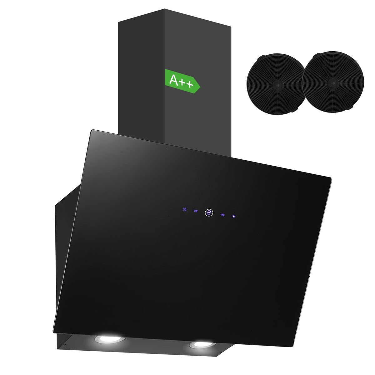 Sndoas Cappa Aspirante 60 cm, Classe A++, Nero