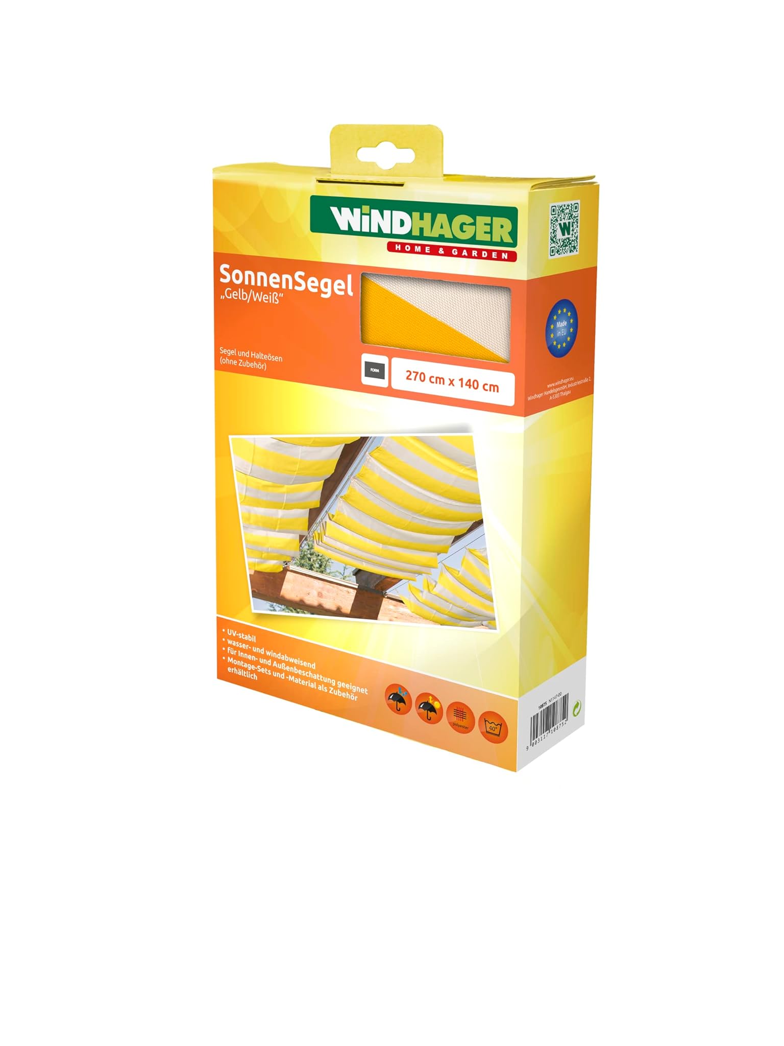 Windhager Tenda Vela Parasole per Tendicorda 270x140cm