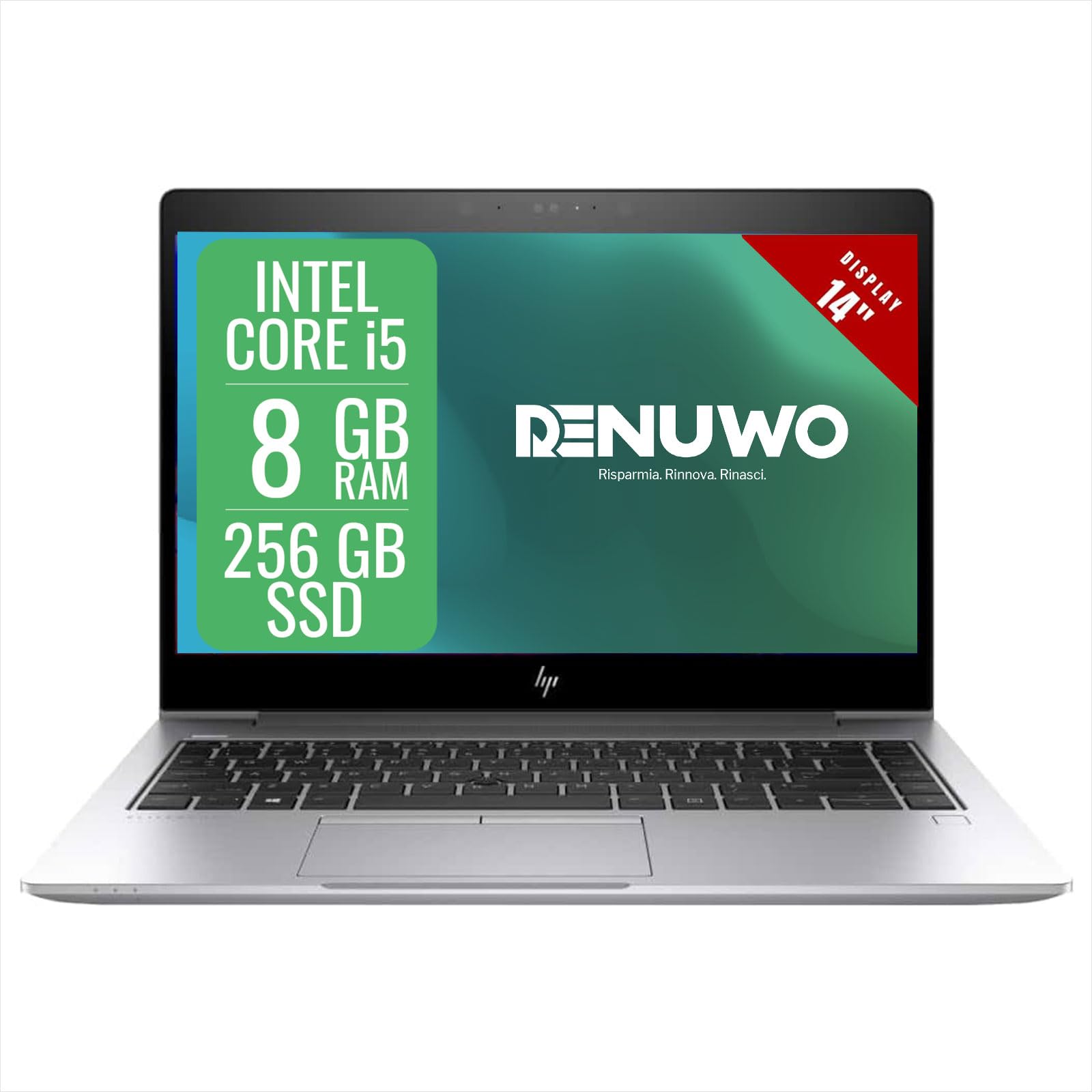 HP Elitebook Laptop Computer Business, Pc Portatile Notebook Intel i5 8th, Ram 8 Gb, SSD 256 Gb, Display da 14", Wifi, Windows 11 Pro + Libre Office (Ricondizionato)