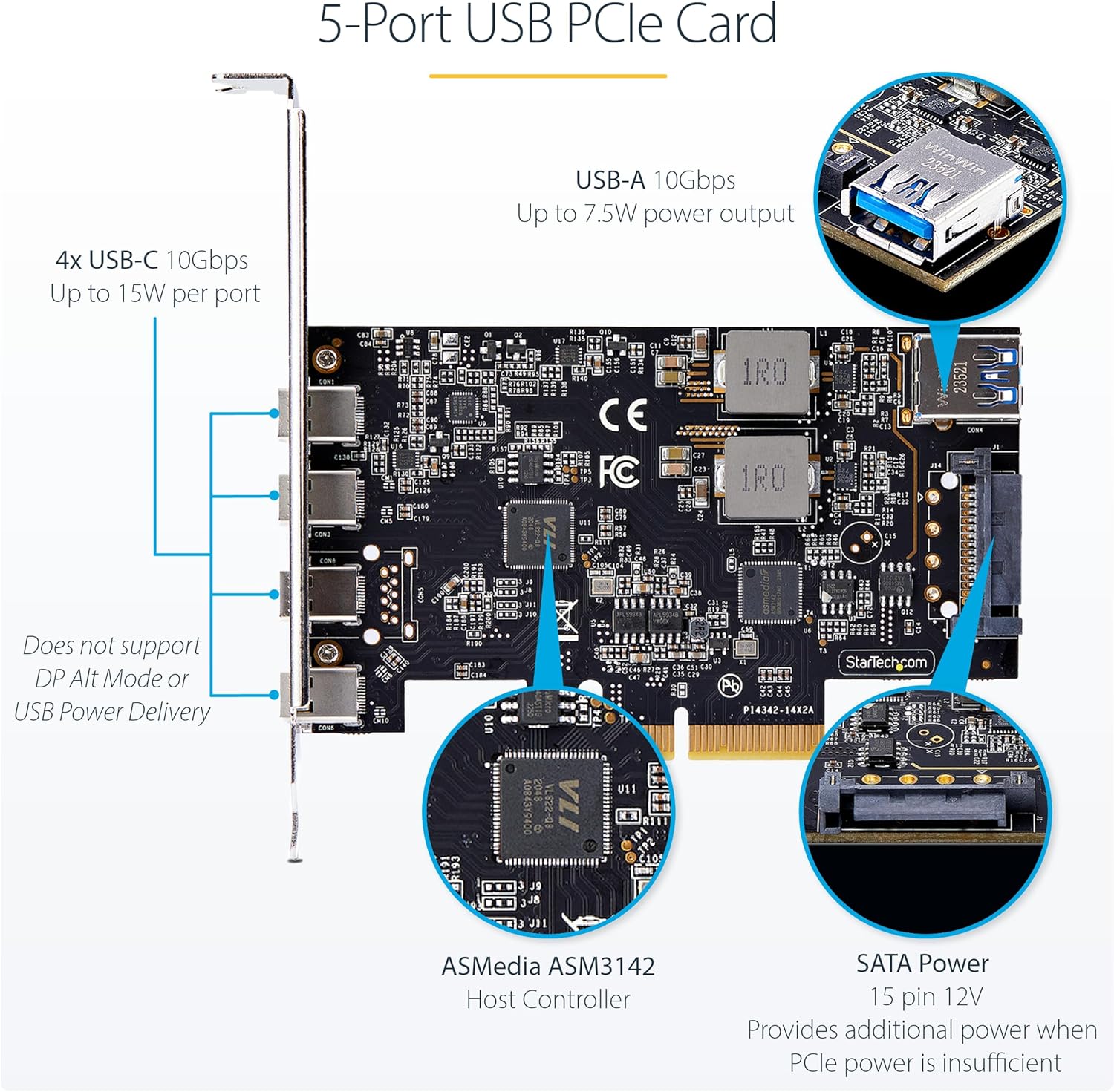 Startech.com Scheda PCIe USB 3.2 5Gbps a 4 Porte - immagine 3