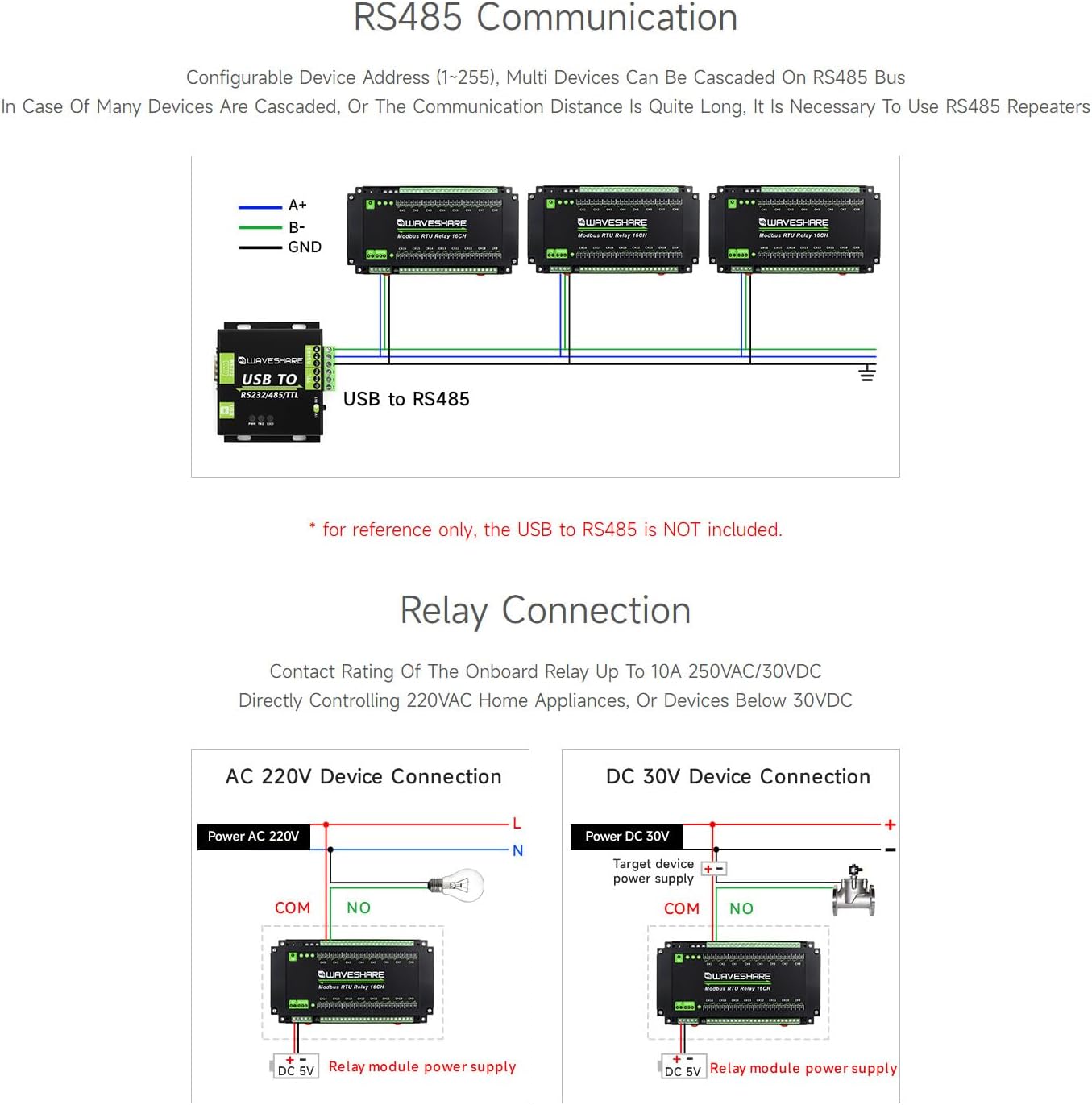 Waveshare Modbus RTU - Modulo Relay 16 Canali RS485 - immagine 5