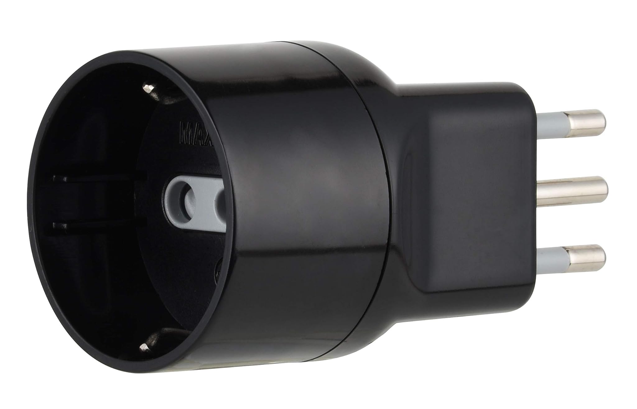 Electraline 71024 Adattatore Disassata Salvaspazio da Schuko a Spina Piccola Italiana 10A, Nero, Confezione da 1