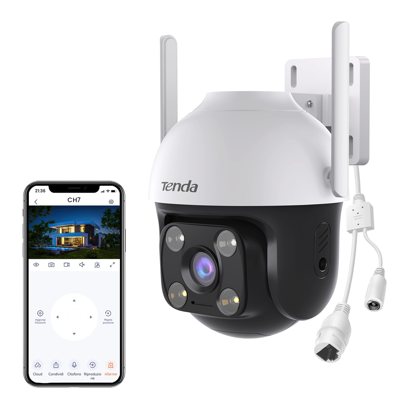 Tenda Telecamera Wi-Fi Esterno 2K+ 360°, CH7