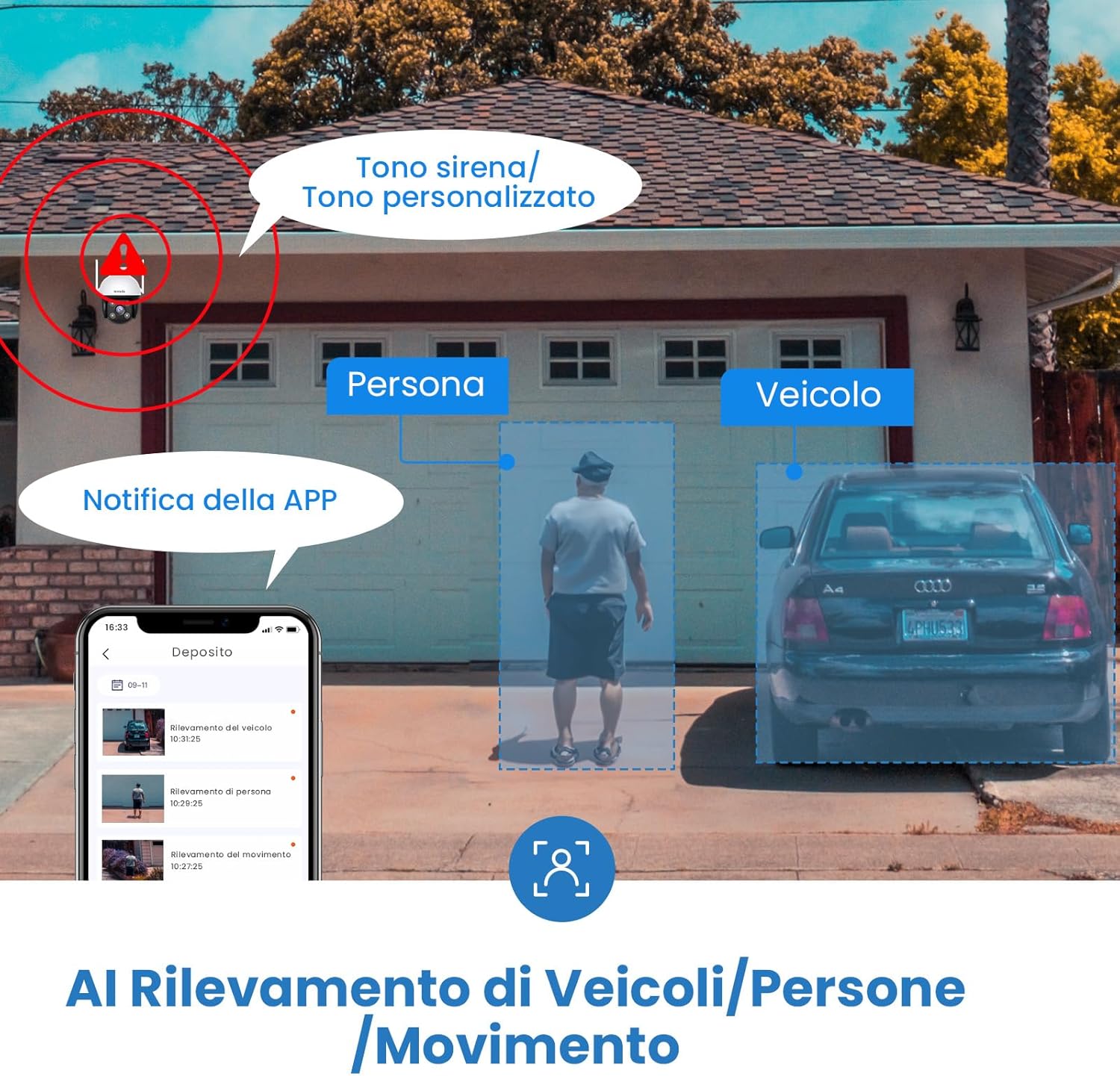 Tenda Telecamera Wi-Fi Esterno 2K+ 360°, CH7 - immagine 4