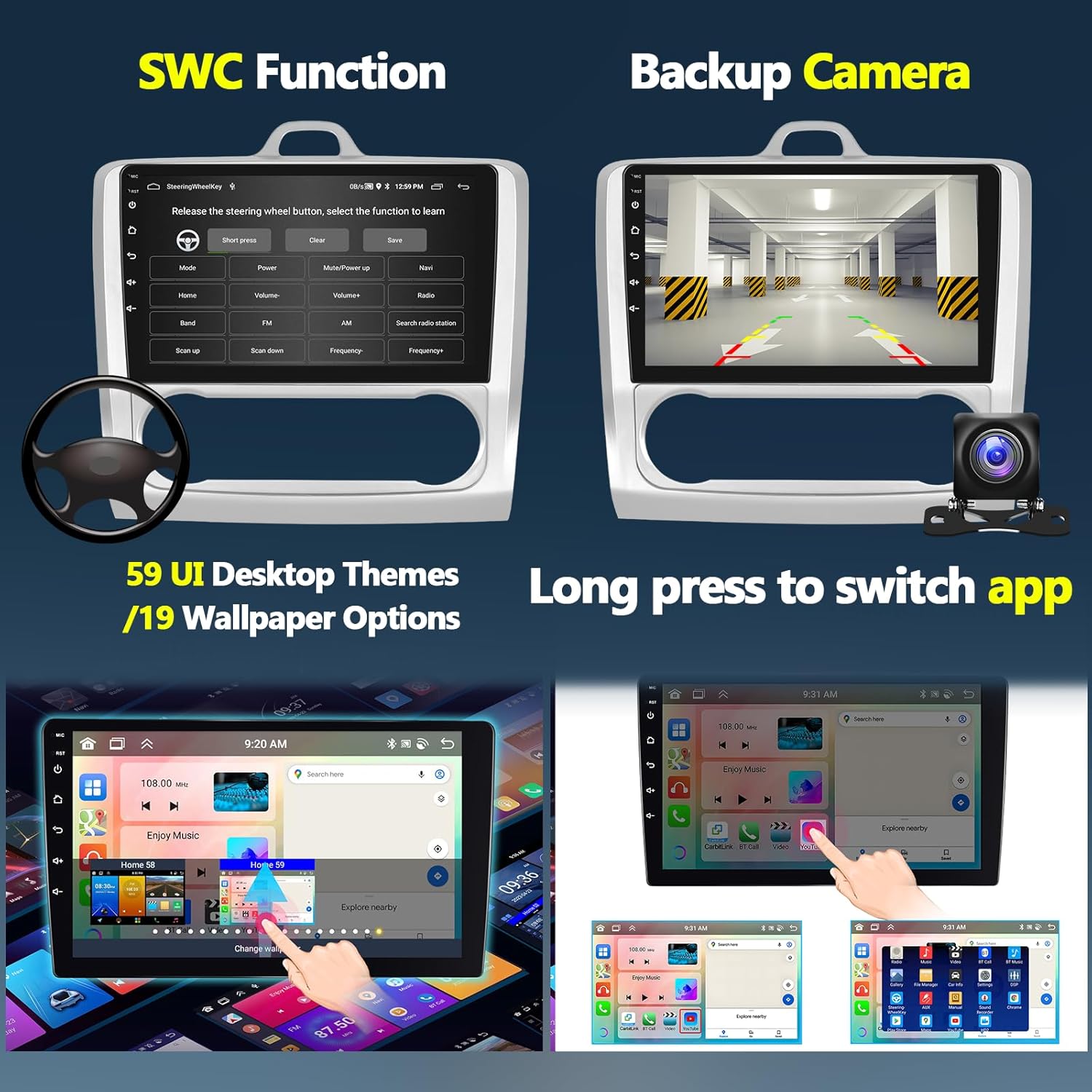 Autoradio 8-Core 2+64G Android 13 per Ford Focus (2004-2011) - immagine 5