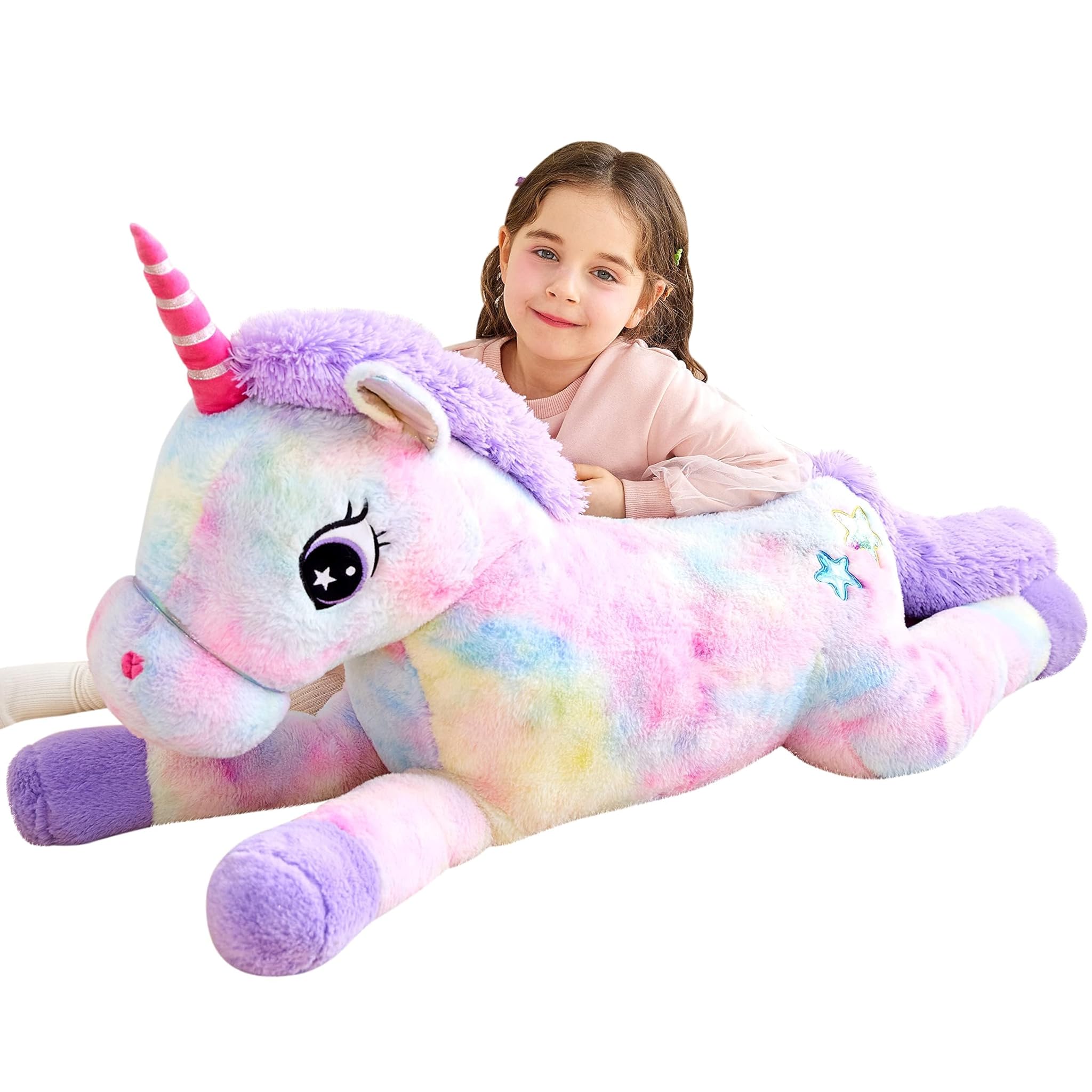 IKASA Unicorno Gigante Peluche Morbido 110cm Multicolore