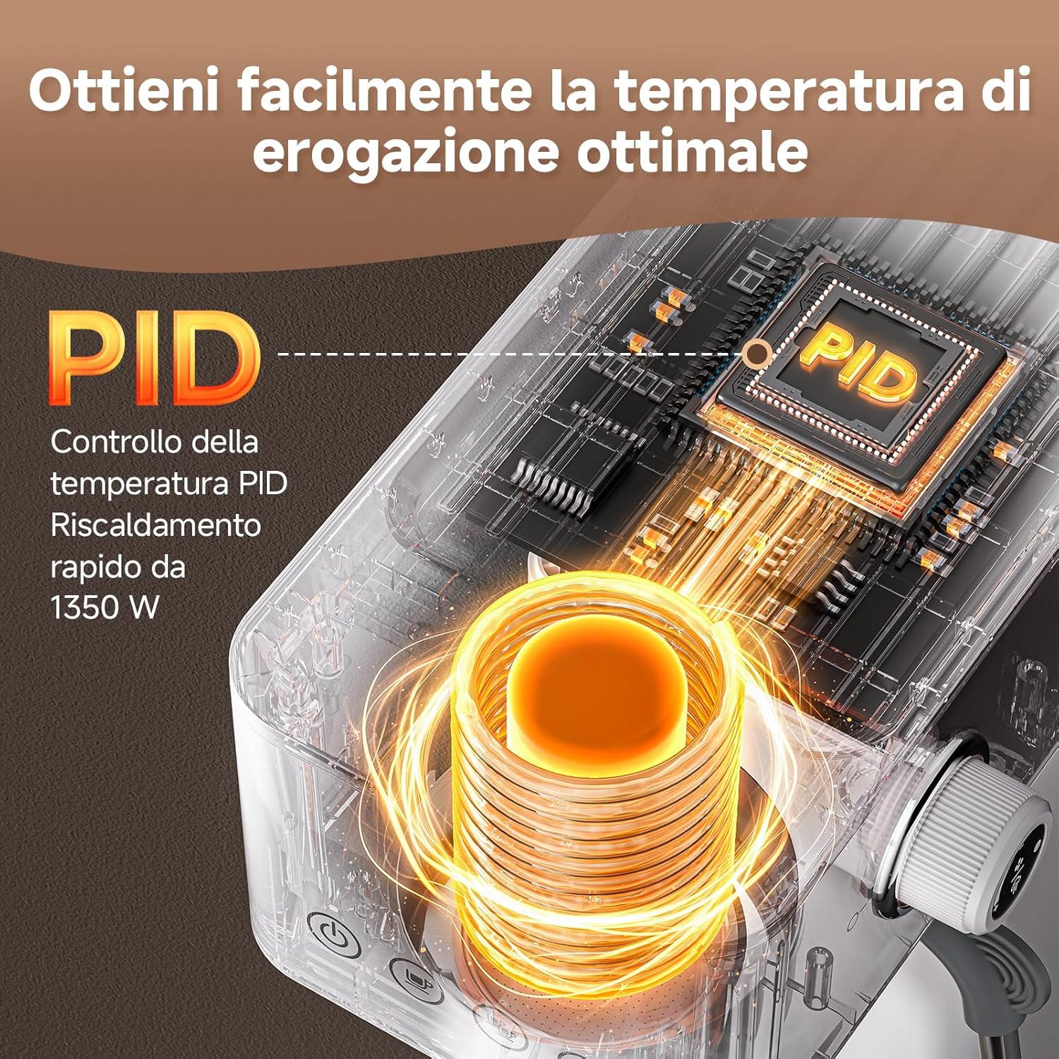 Amzchef Macchina Caffè Espresso 20 bar, Bianca - immagine 3