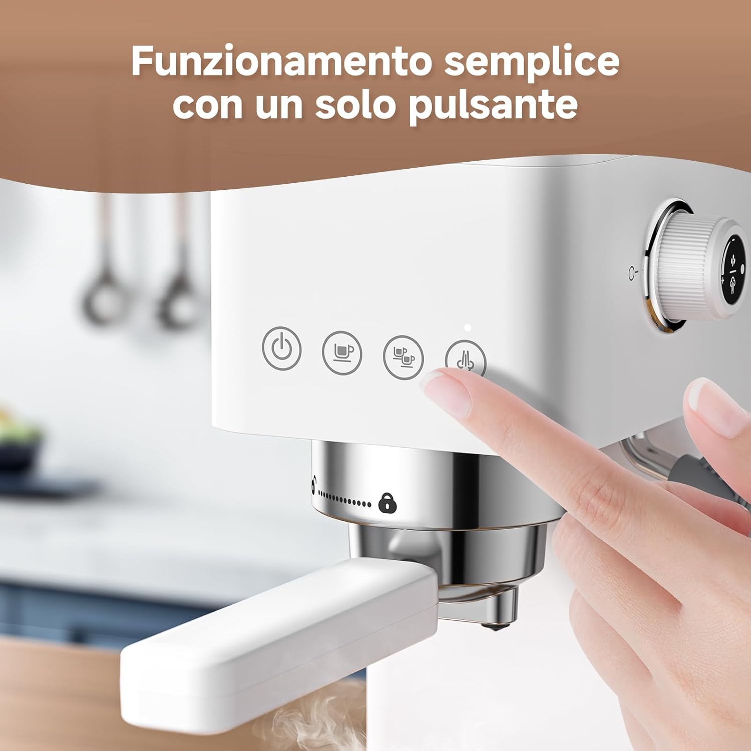 Amzchef Macchina Caffè Espresso 20 bar, Bianca - immagine 6