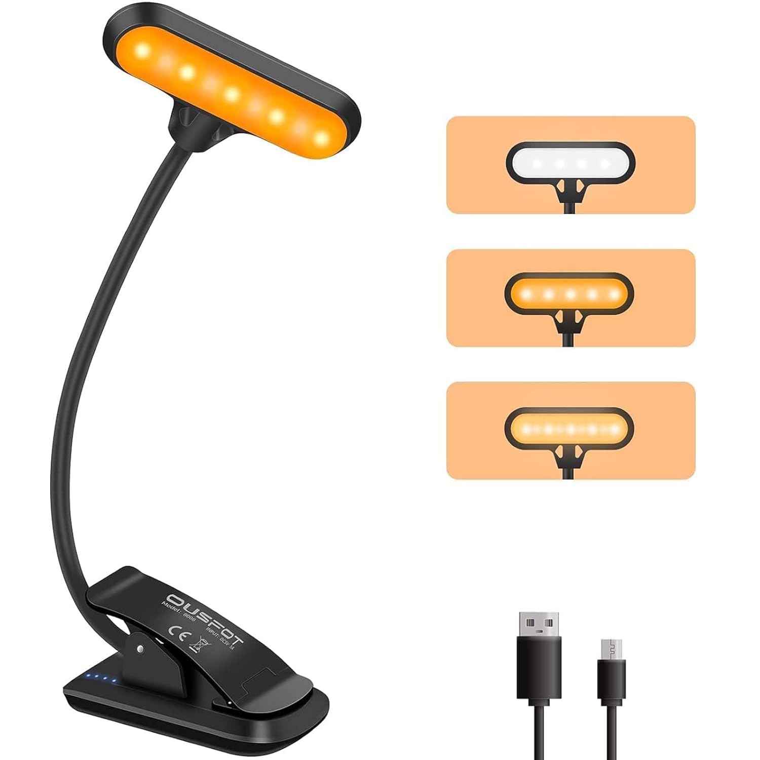 Ousfot Luce per Lettura Libri a Letto 9 LED, USB