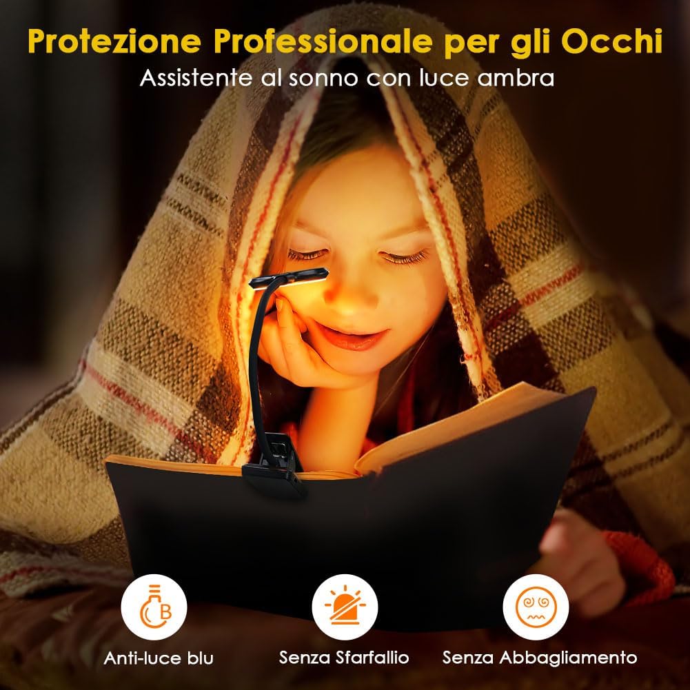 Ousfot Luce per Lettura Libri a Letto 9 LED, USB - immagine 6