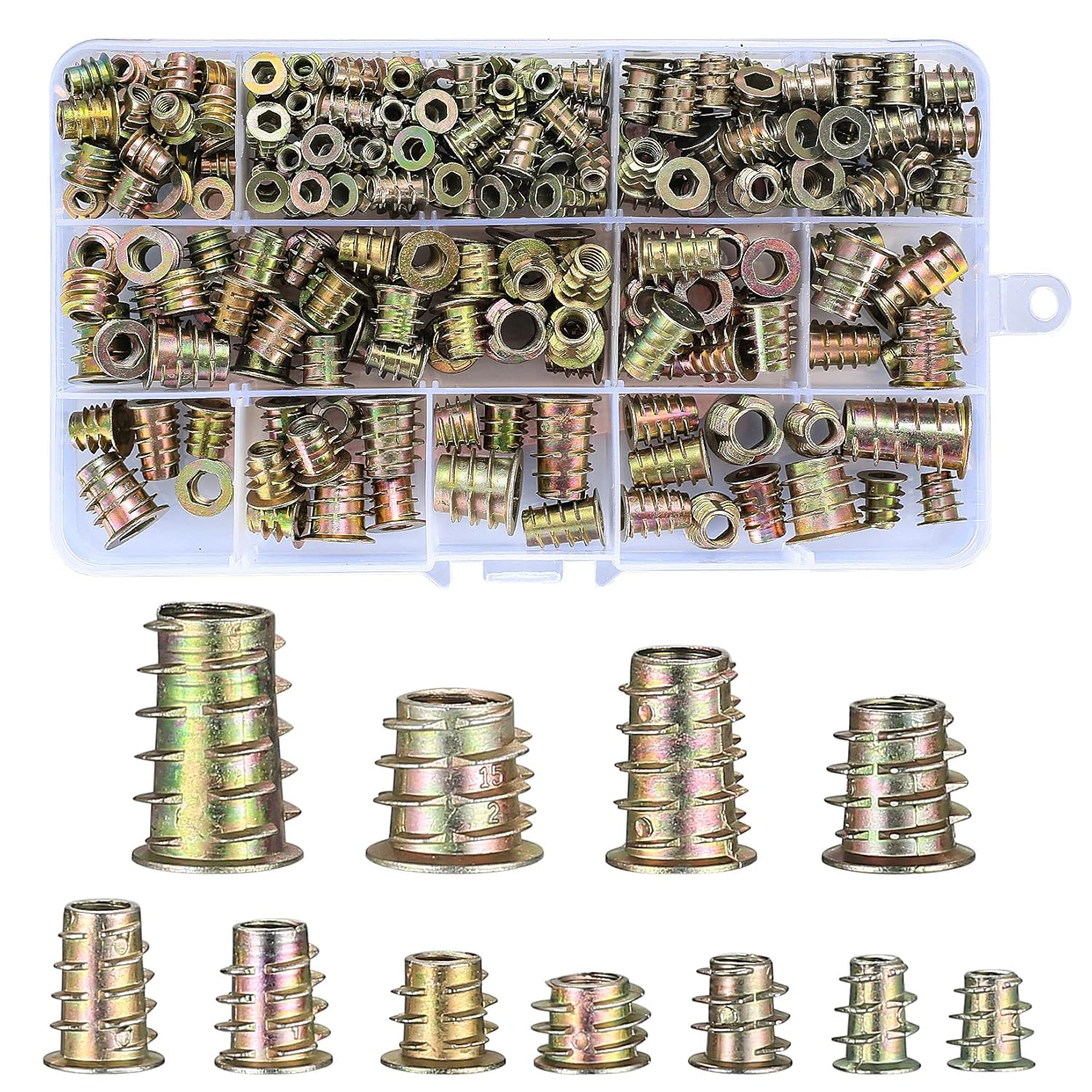 230 Pezzi Inserti Filettati M4-M10 per Legno - immagine 1