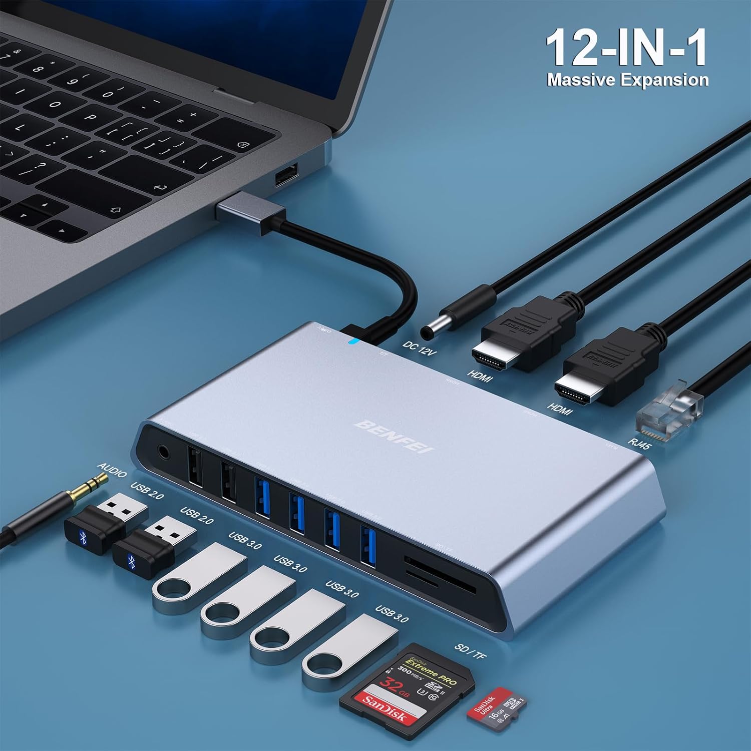 Benfei 12-in-1 Docking Station USB 3.0 - immagine 2