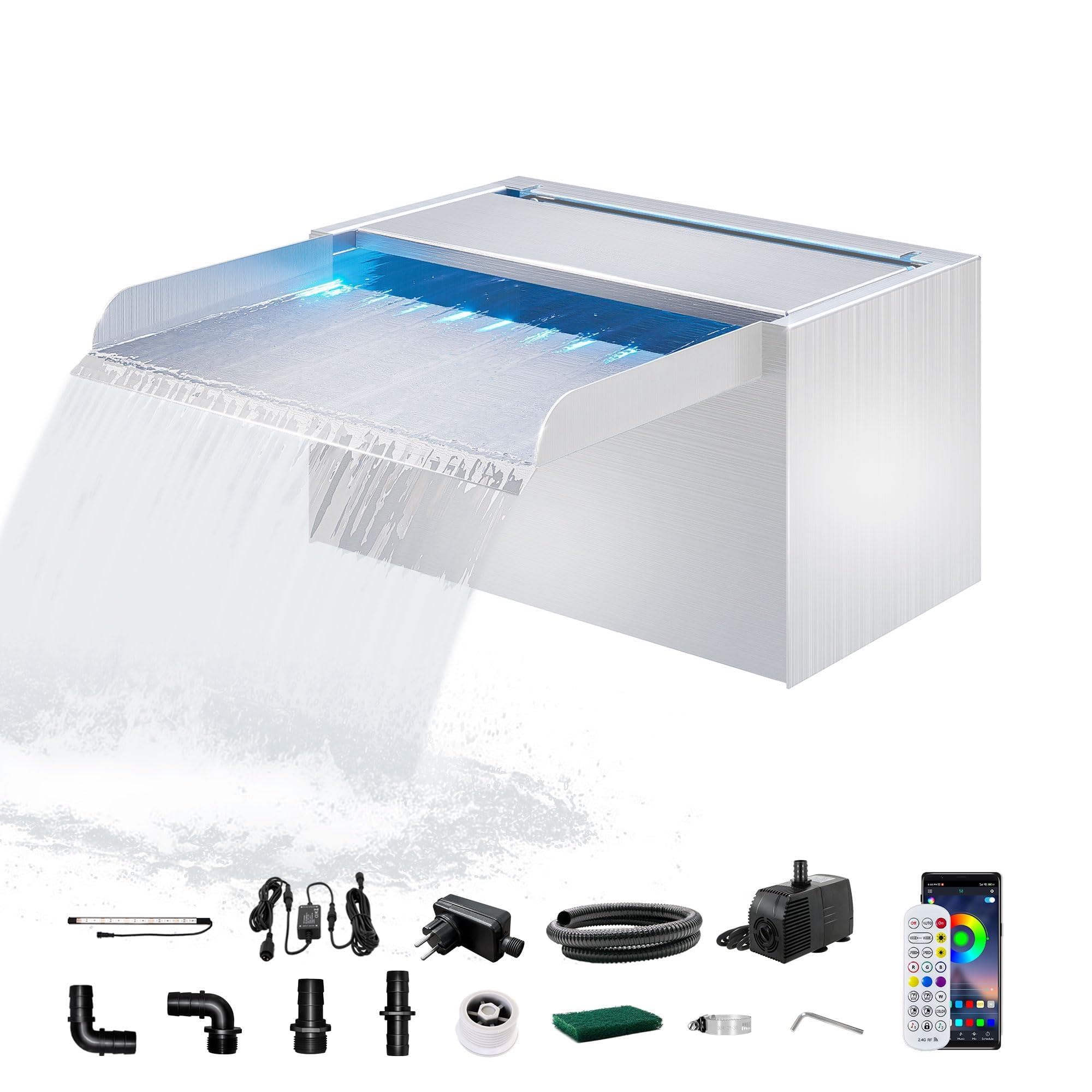 Longrun Cascata per Laghetto 23cm con LED 7 Colori