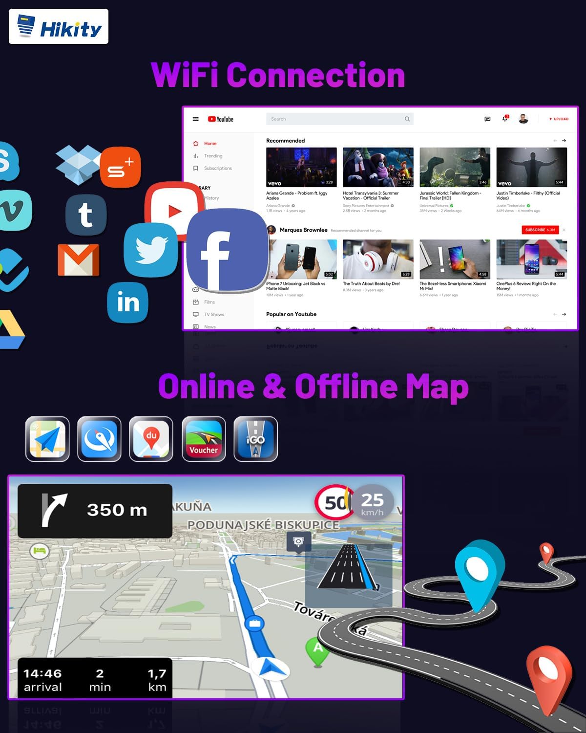 Hikity DAB Autoradio Android 9" per VW Golf 5 6 Polo Passat - immagine 4