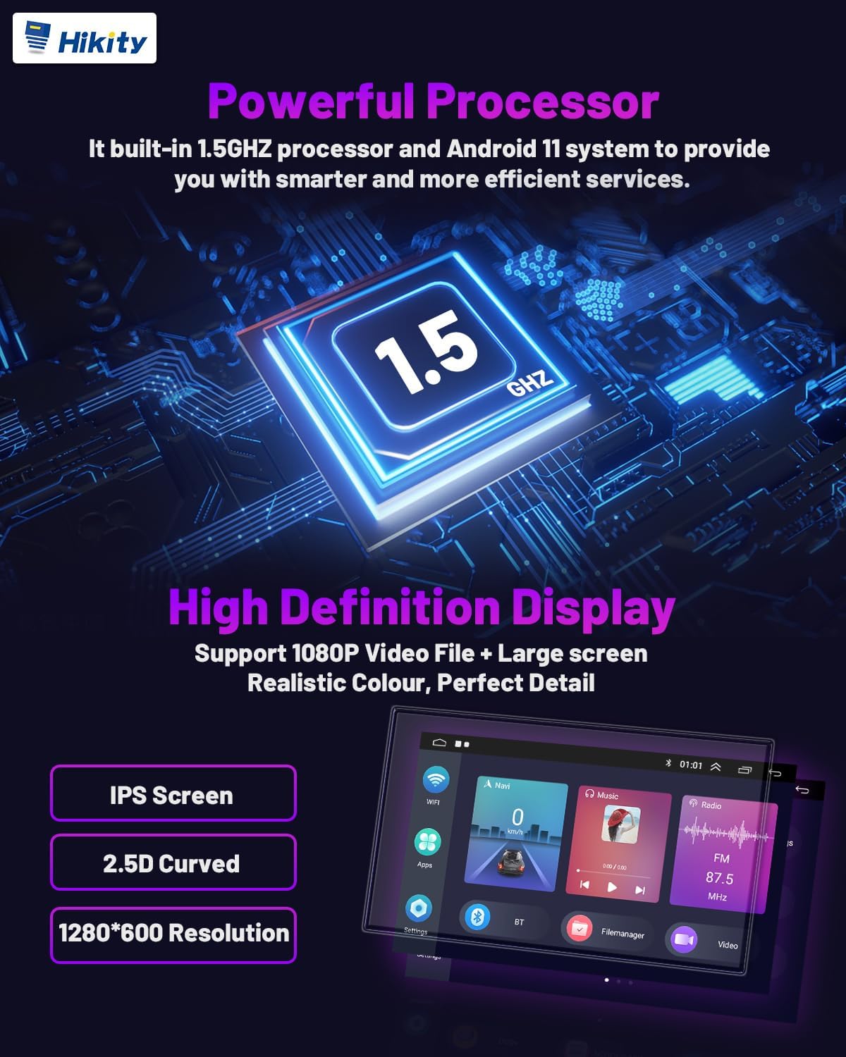 Hikity DAB Autoradio Android 9" per VW Golf 5 6 Polo Passat - immagine 5