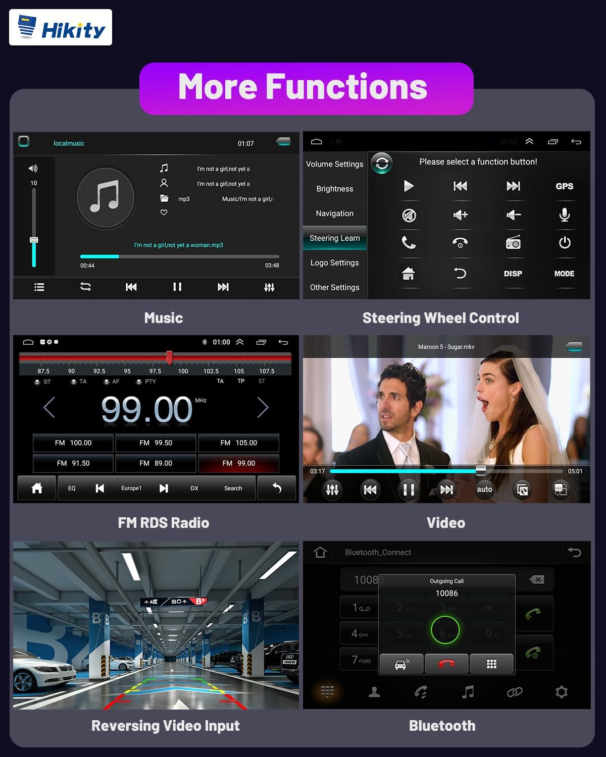 Hikity DAB Autoradio Android 9" per VW Golf 5 6 Polo Passat - immagine 6