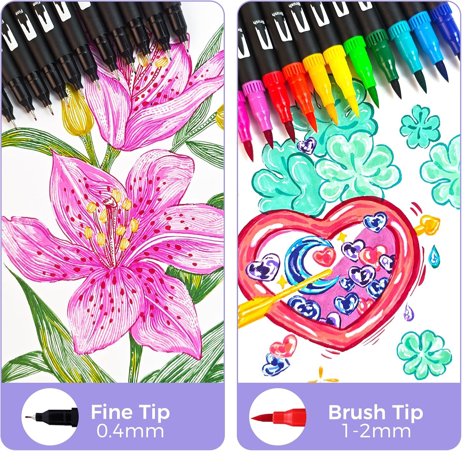 Artecho Brush Pen Lettering - 72 Colori Doppia Punta - immagine 3