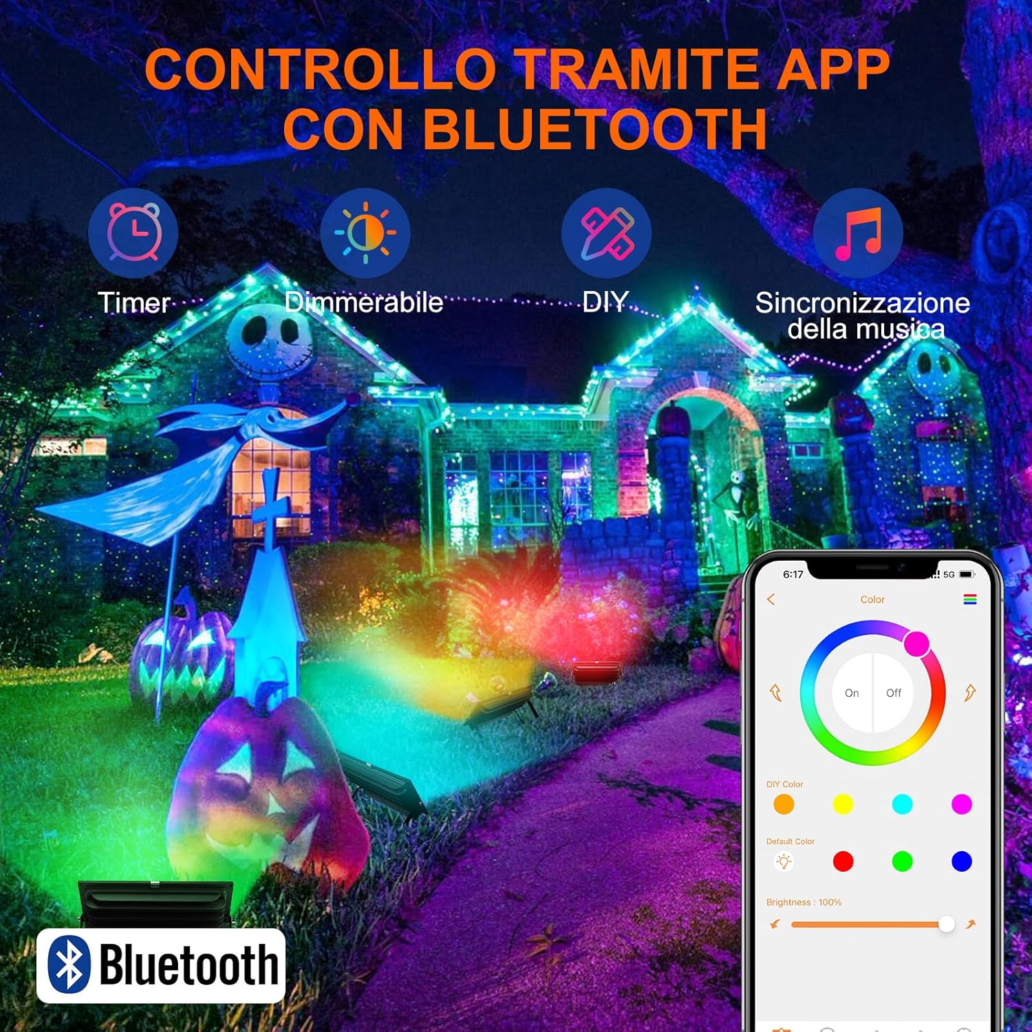 DUSKTEC Faretto LED Esterno RGBW 30W Smart Bluetooth - immagine 4