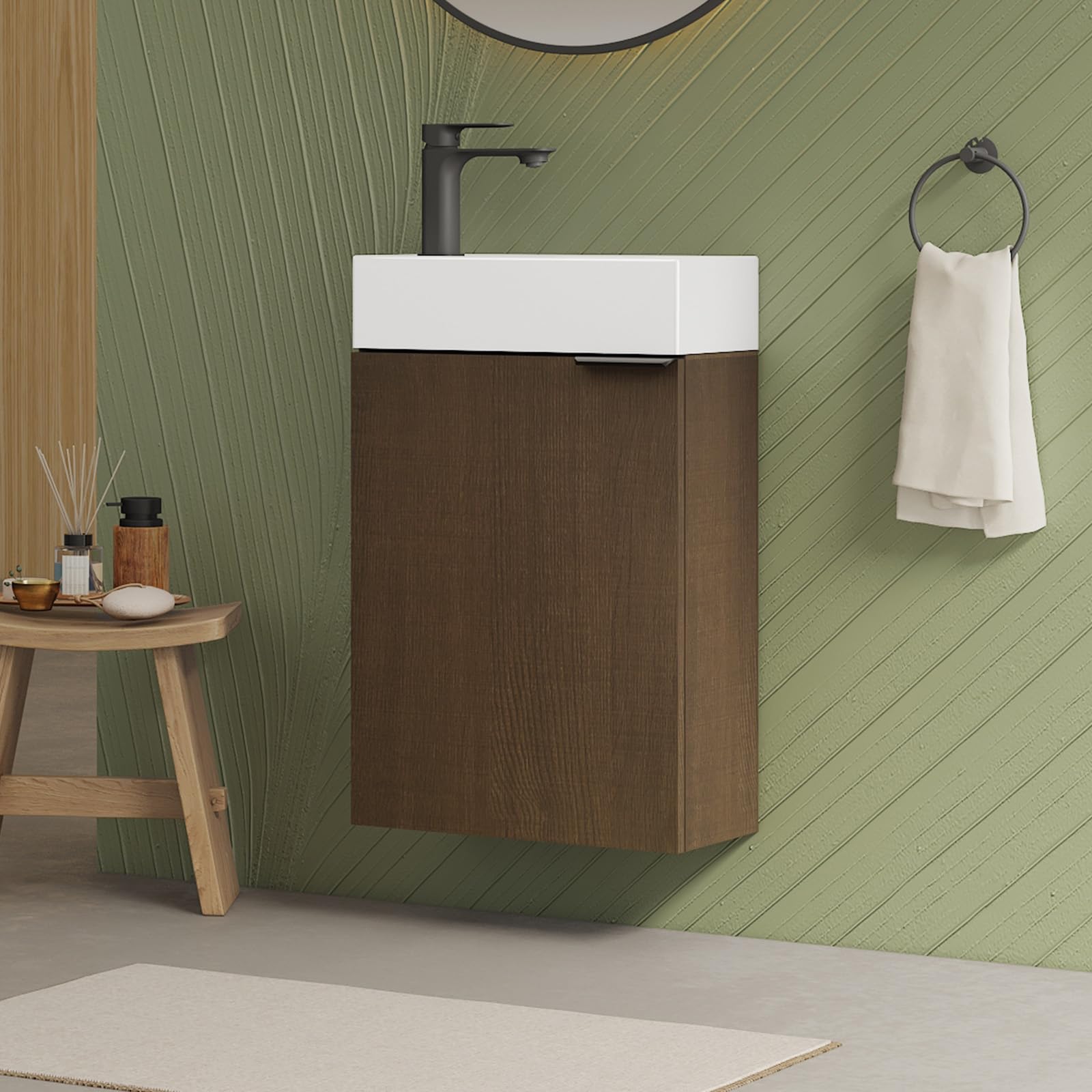 Emke Lavandino con Base 41 cm, Rovere Affumicato