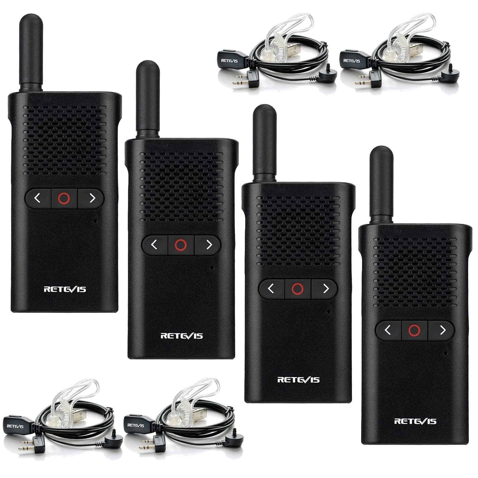 Retevis RB628B Walkie Talkie PMR446 con Auricolare (4 pz)