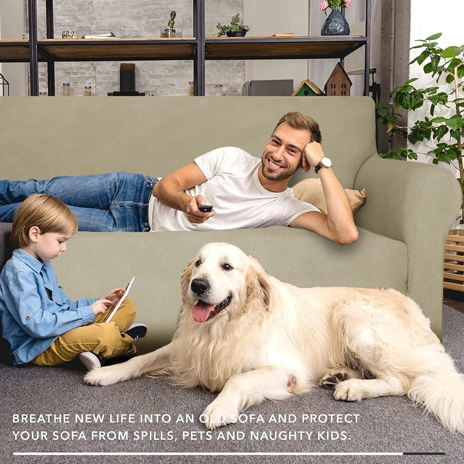 Ystyle Copridivano 3 Posti Elasticizzato, Kaki - immagine 3