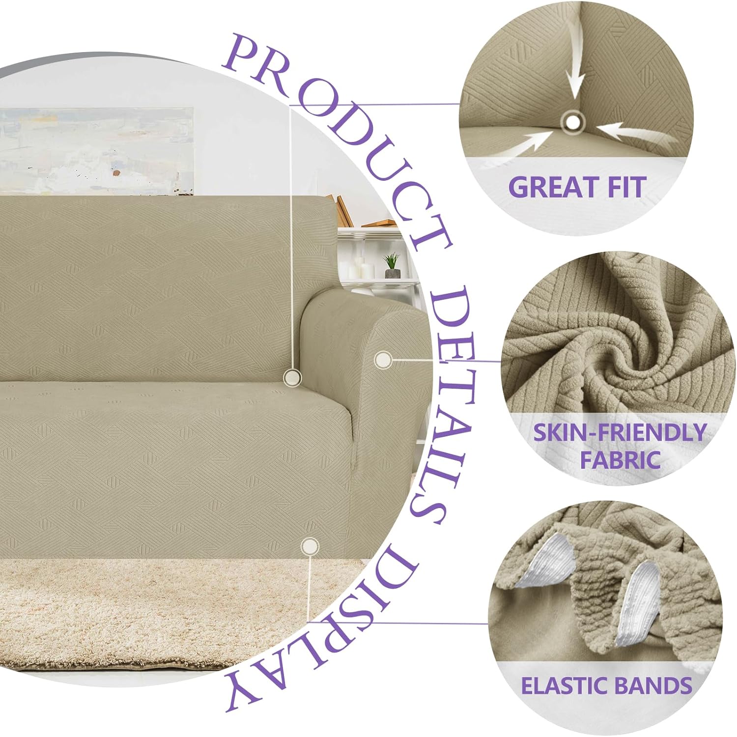 Ystyle Copridivano 3 Posti Elasticizzato, Kaki - immagine 6