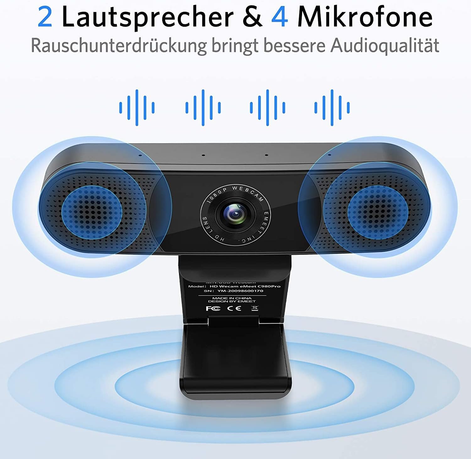 Emeet Webcam C980PRO 1080P con Microfono e Altoparlante - immagine 3