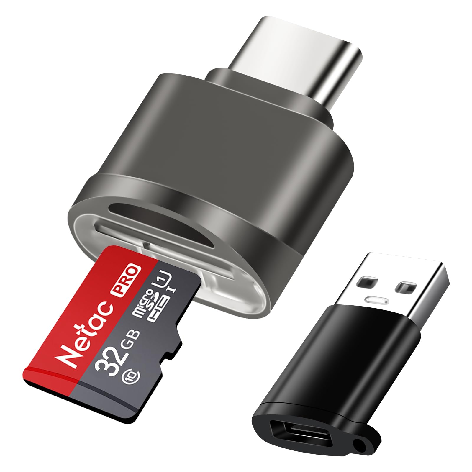 Axfee Lettore di Schede Micro SD USB-C, Grigio