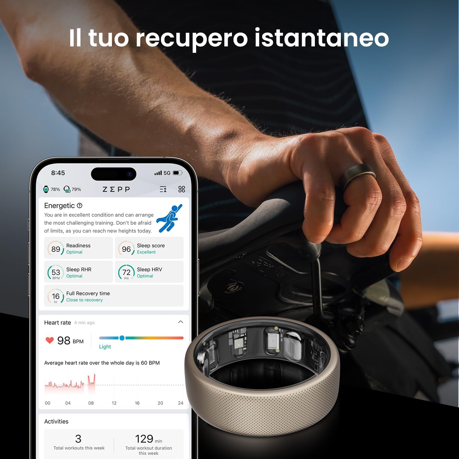 Amazfit Helio Anello Taglia 10 - Tracker Fitness 10 ATM - immagine 4